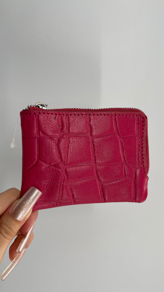 Free People Hot pink Embossed Buff Leather Wallet