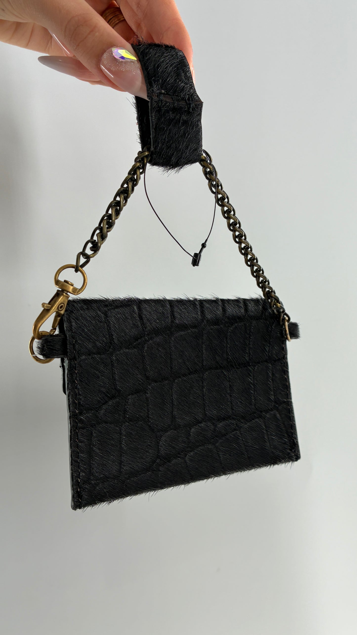 Free People Leather Belt Coin/Card Pouch with Brass Hardware