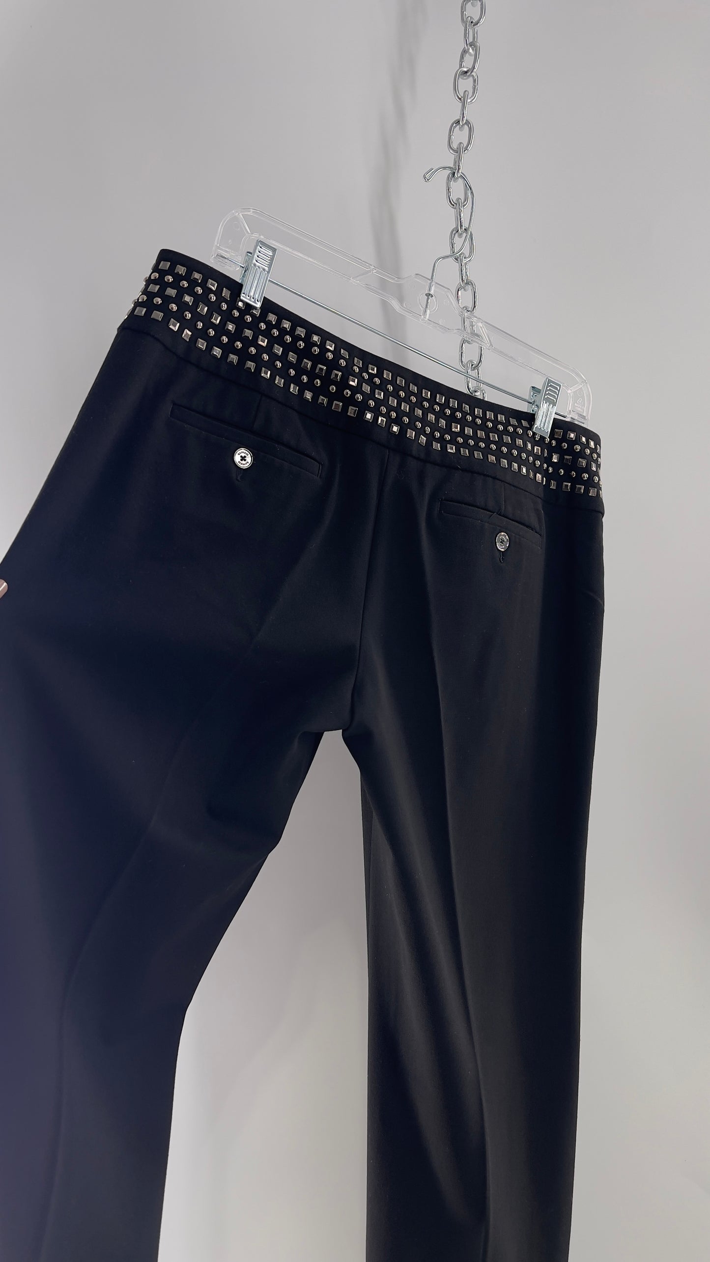 VINTAGE Express Black Low Waist Trouser with Studded Waistline and Kickflare Hem (8)