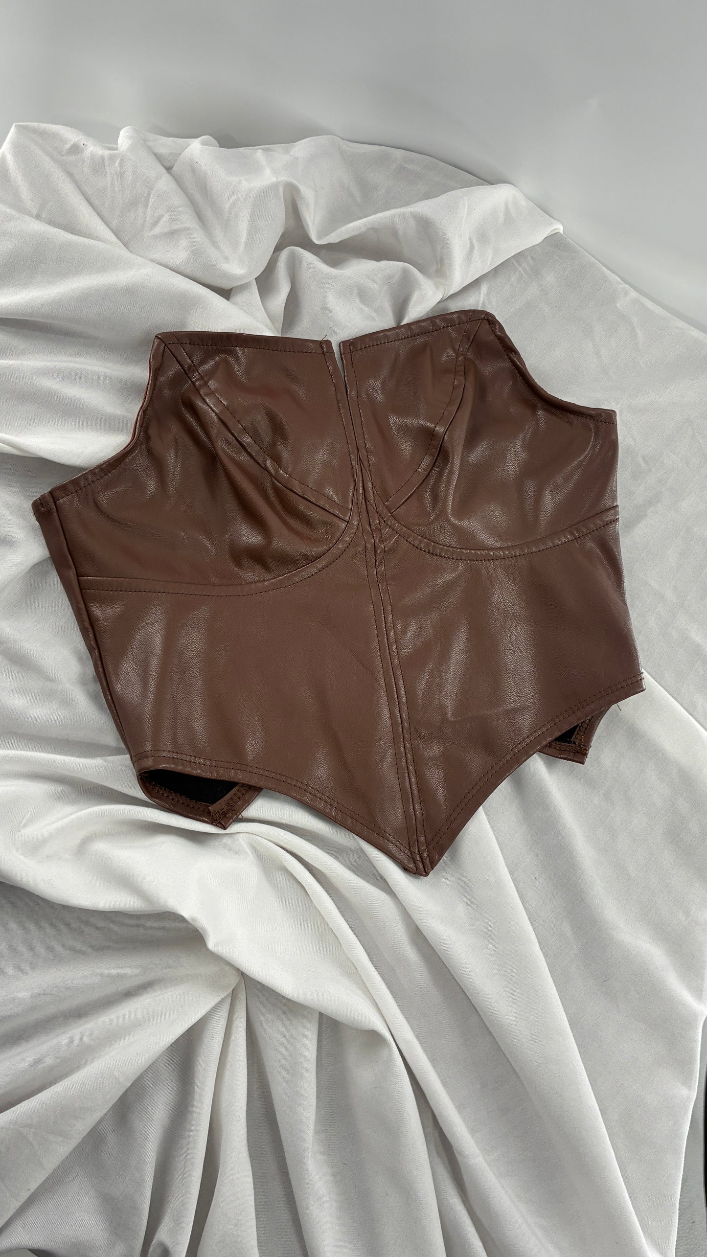 Vegan Leather Brown Pointed Corset (XS/2)
