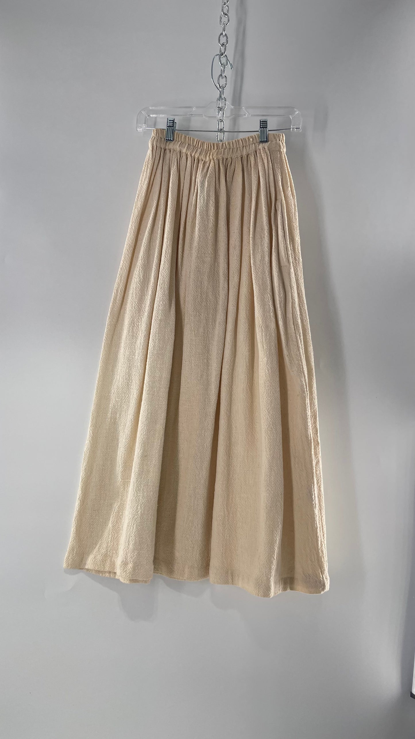 Vintage 1970s SANGAM Imports 100% Cotton White Maxi Skirt Made in India (Medium)