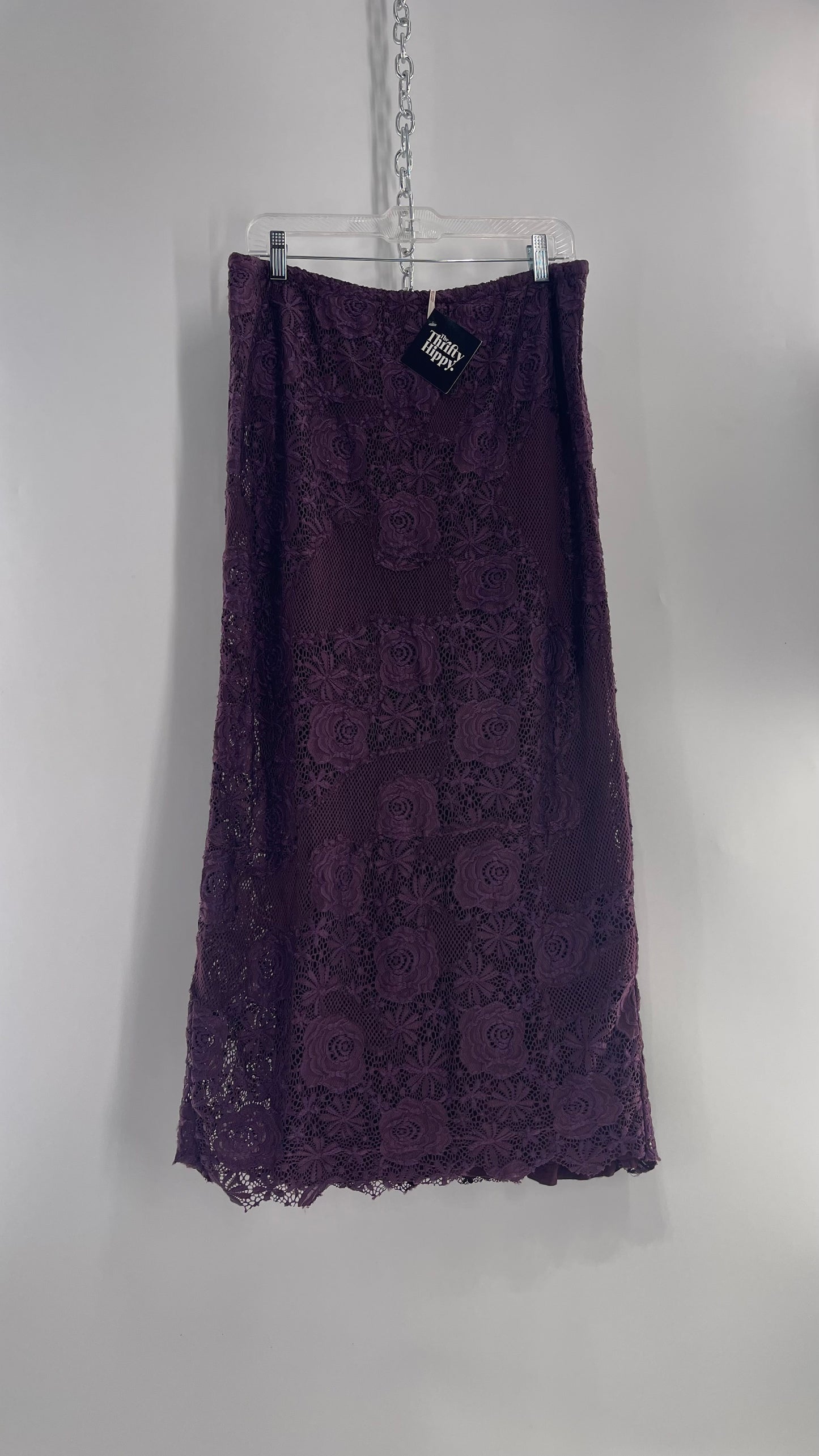 Free People Plum/Purple Lace Mesh Skirt with Tags Attached (Medium)