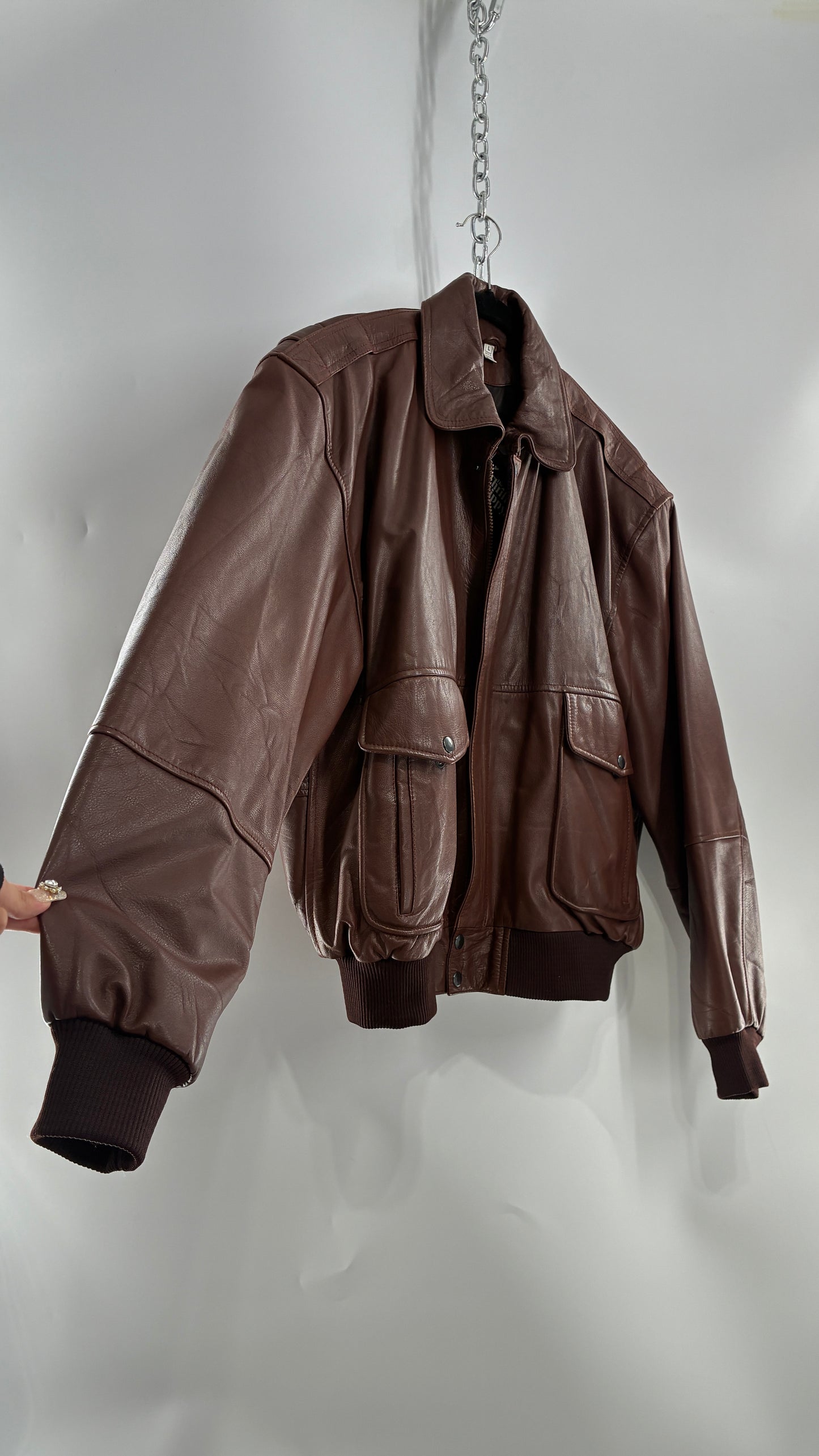 Vintage SUPER FORTRESS B2 Brown Leather Bomber Jacket (Large)