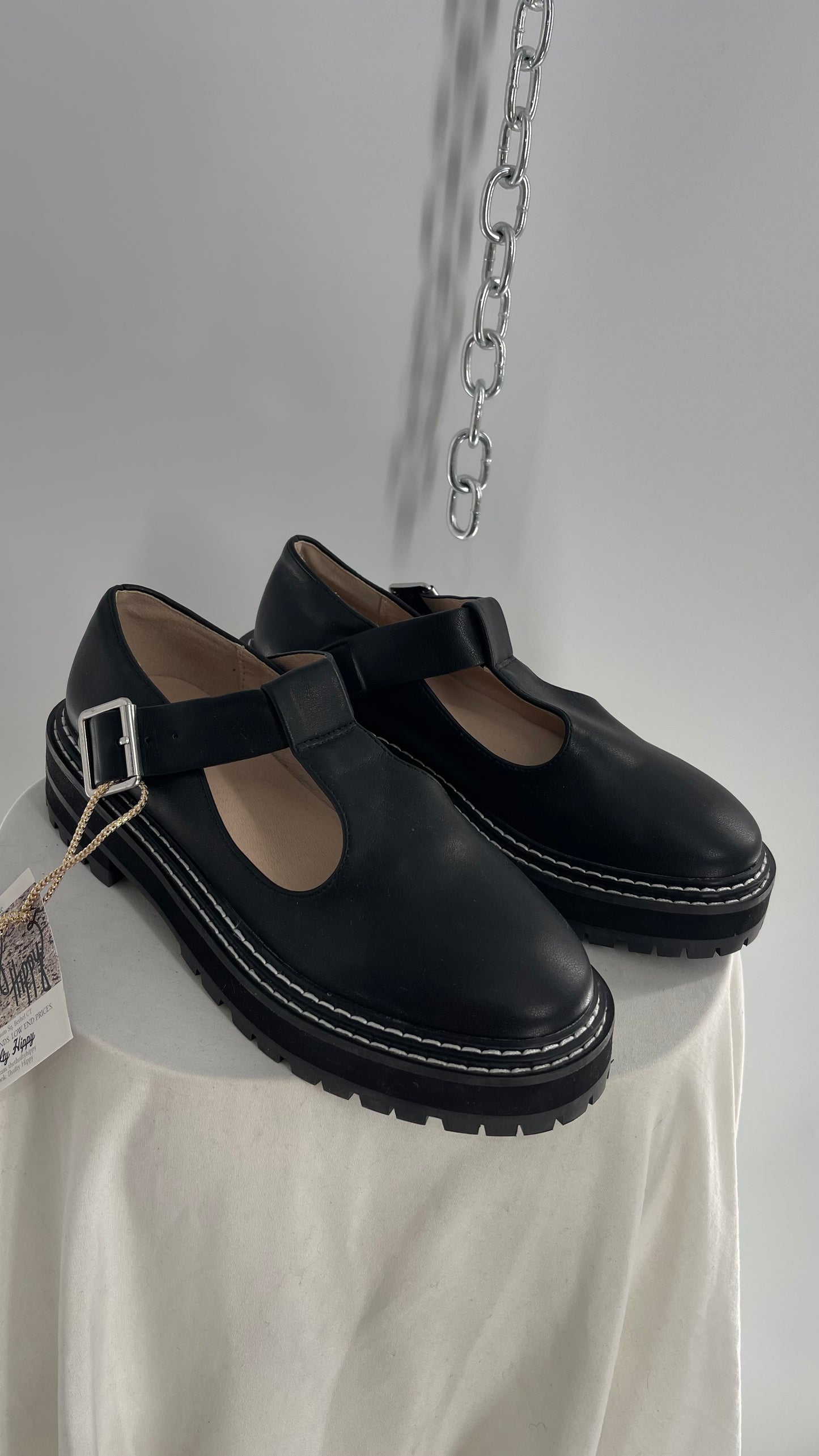 Urban Outfitters Black Leather Mary Janes (6)