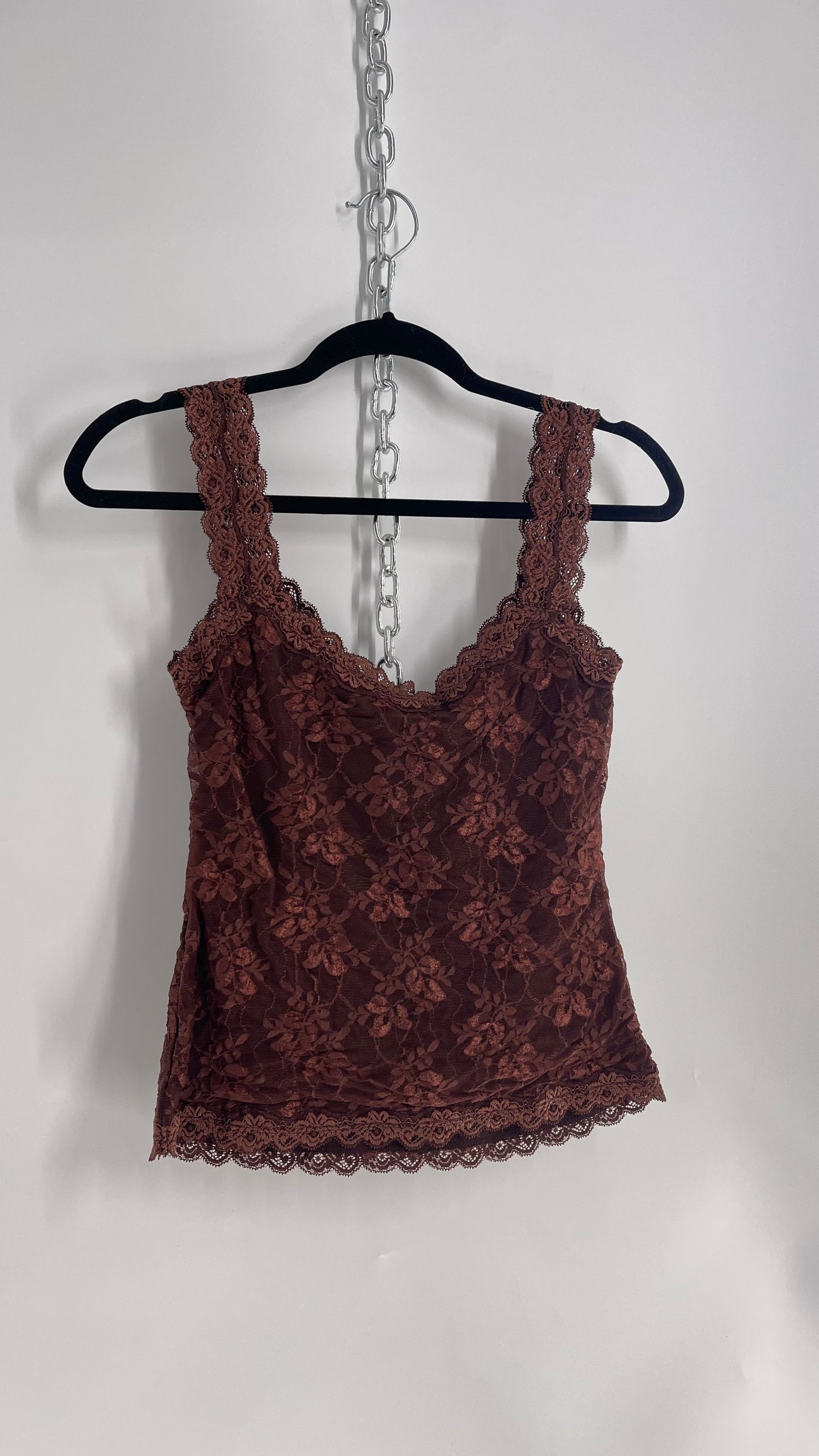 Vintage Twenty Brown Lace Tank  (Large)