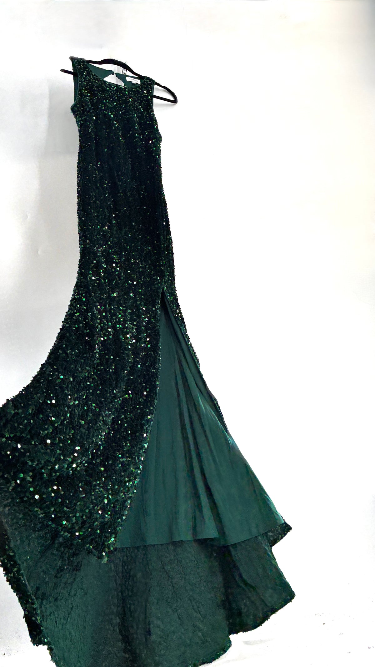 FAERIESTY Elegant Round Neck Sleeveless Sequin Mermaid Dress (XL)