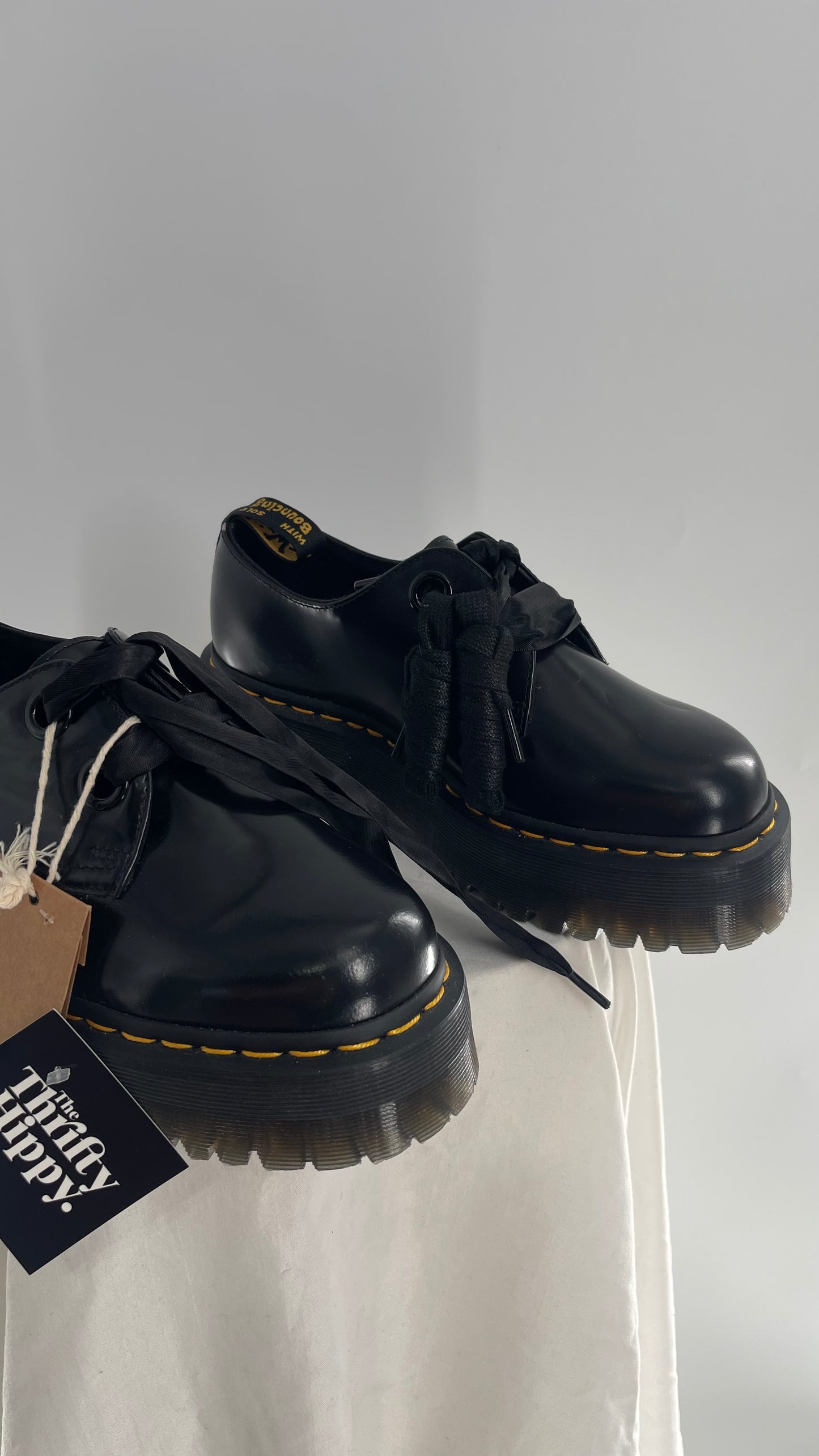 Dr.Martens  Black Patent Leather Holly Platform Oxford(8)