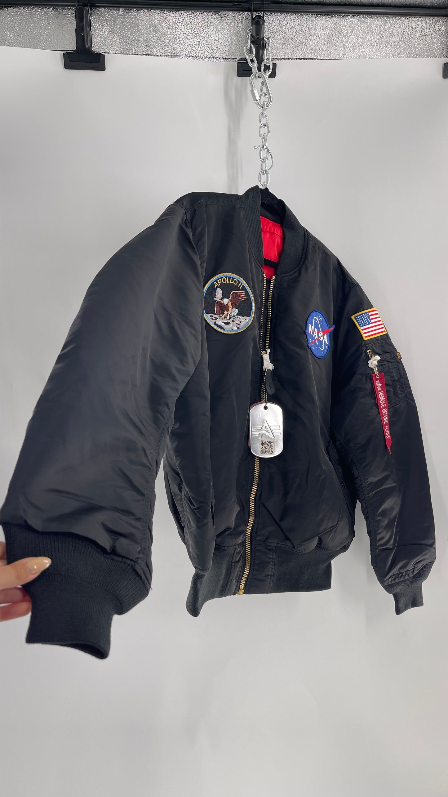 NASA Black Bomber Jacket with Tons of Patches Never Worn with Tags (XXL)