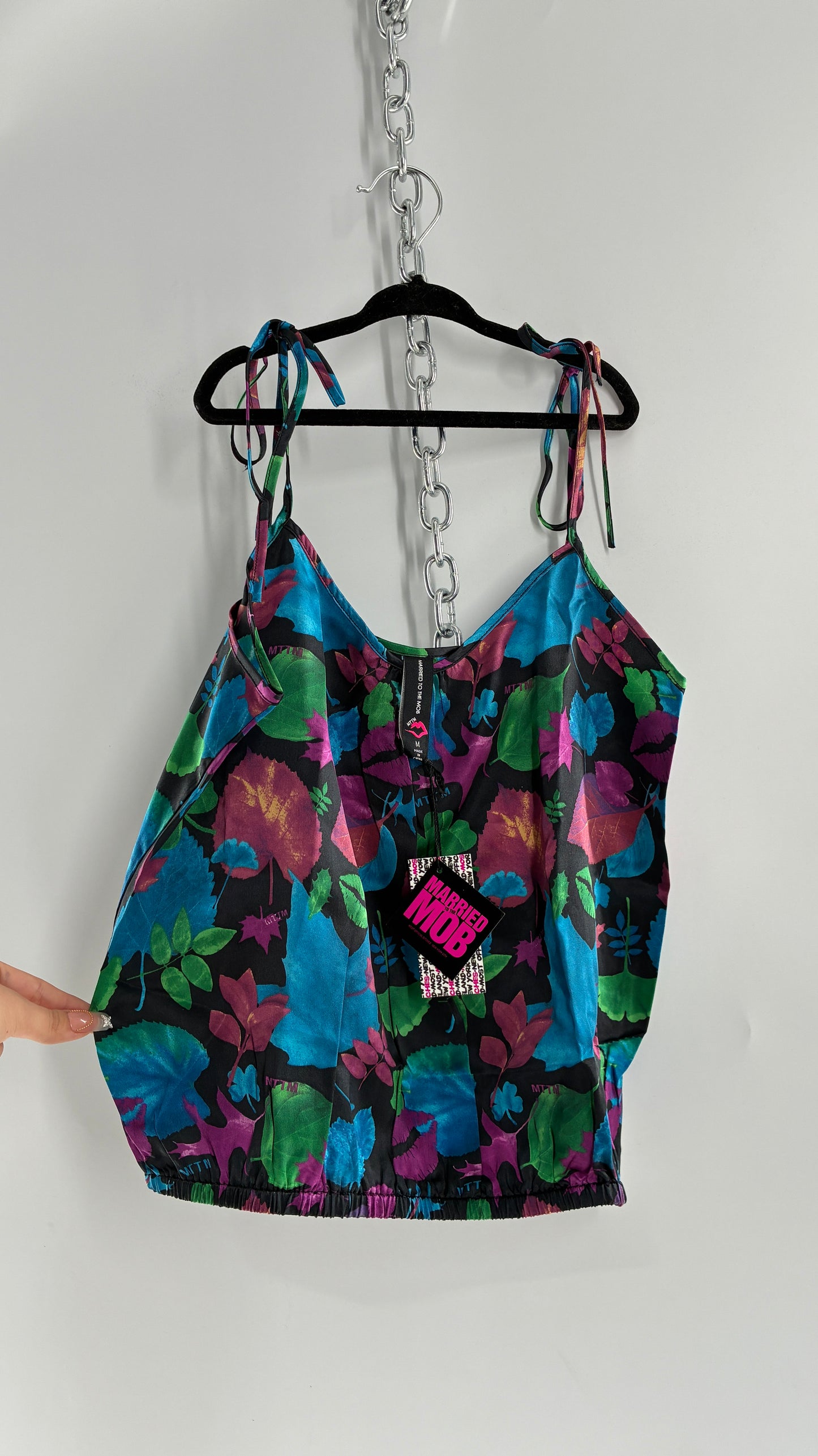 Deadstock Vintage Married to the Mob Floral Tie Shoulder Bubble Top (Medium)