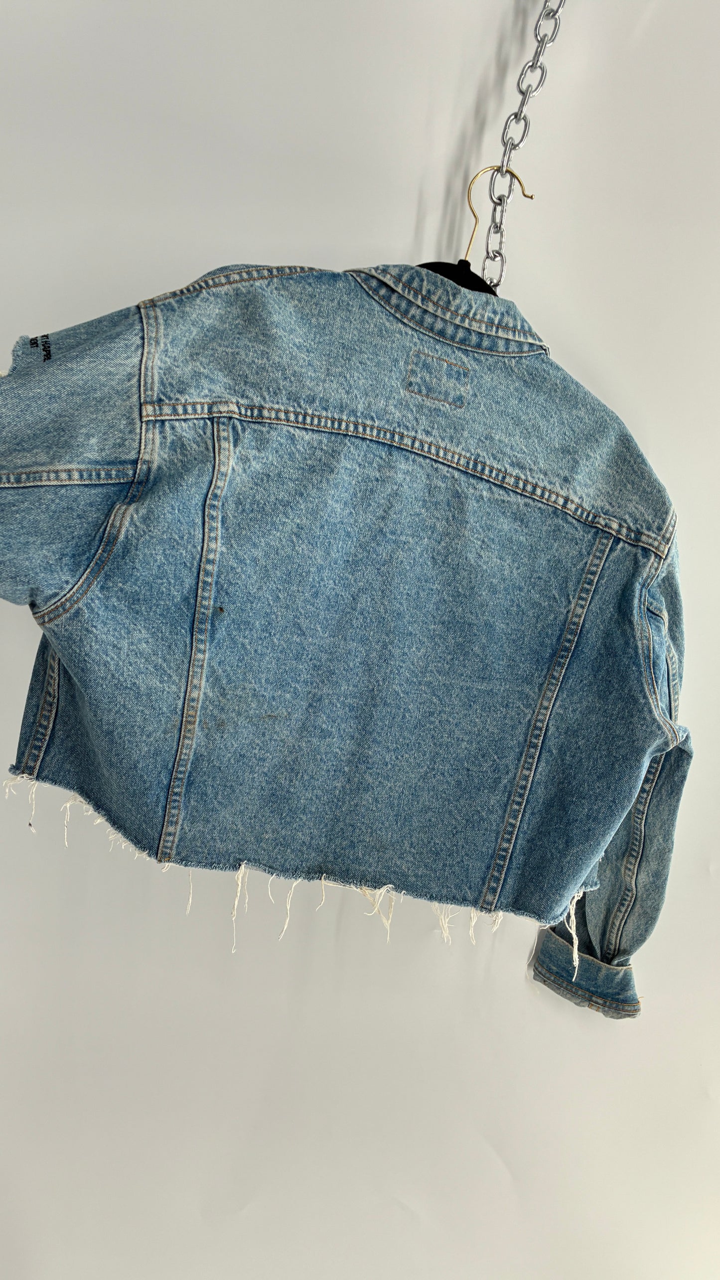 Vintage LEE Distressed Denim Cropped Jacket  (Medium)