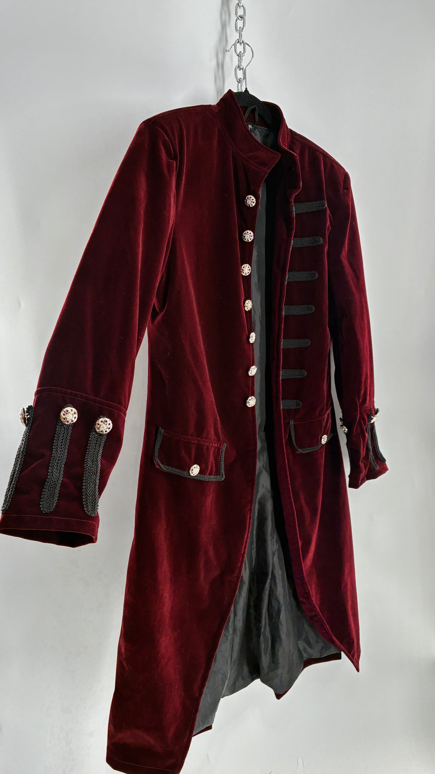 Velour Crimson Steampunk Drummer Coat (XL)