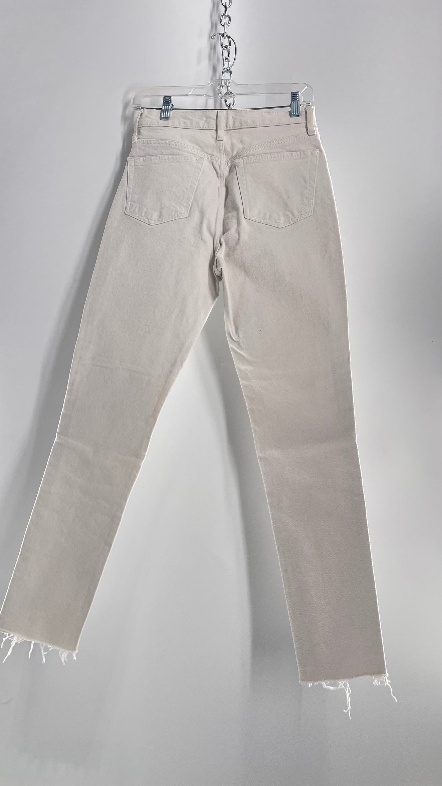 Free People White High Waisted Skinny Cropped Denim (26)