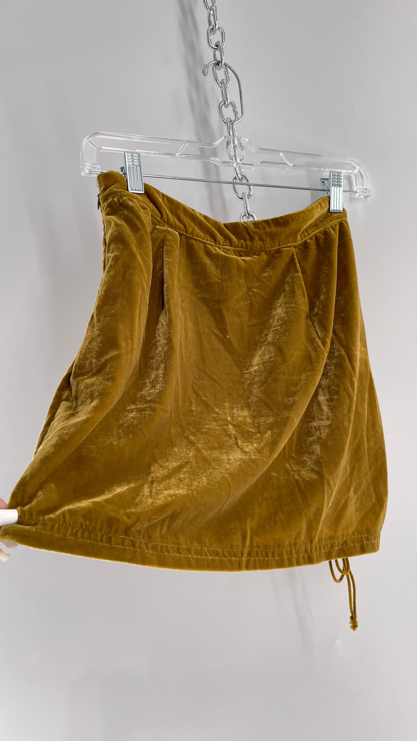 Free People Mustard Velvet Ruche Side Skirt (0)