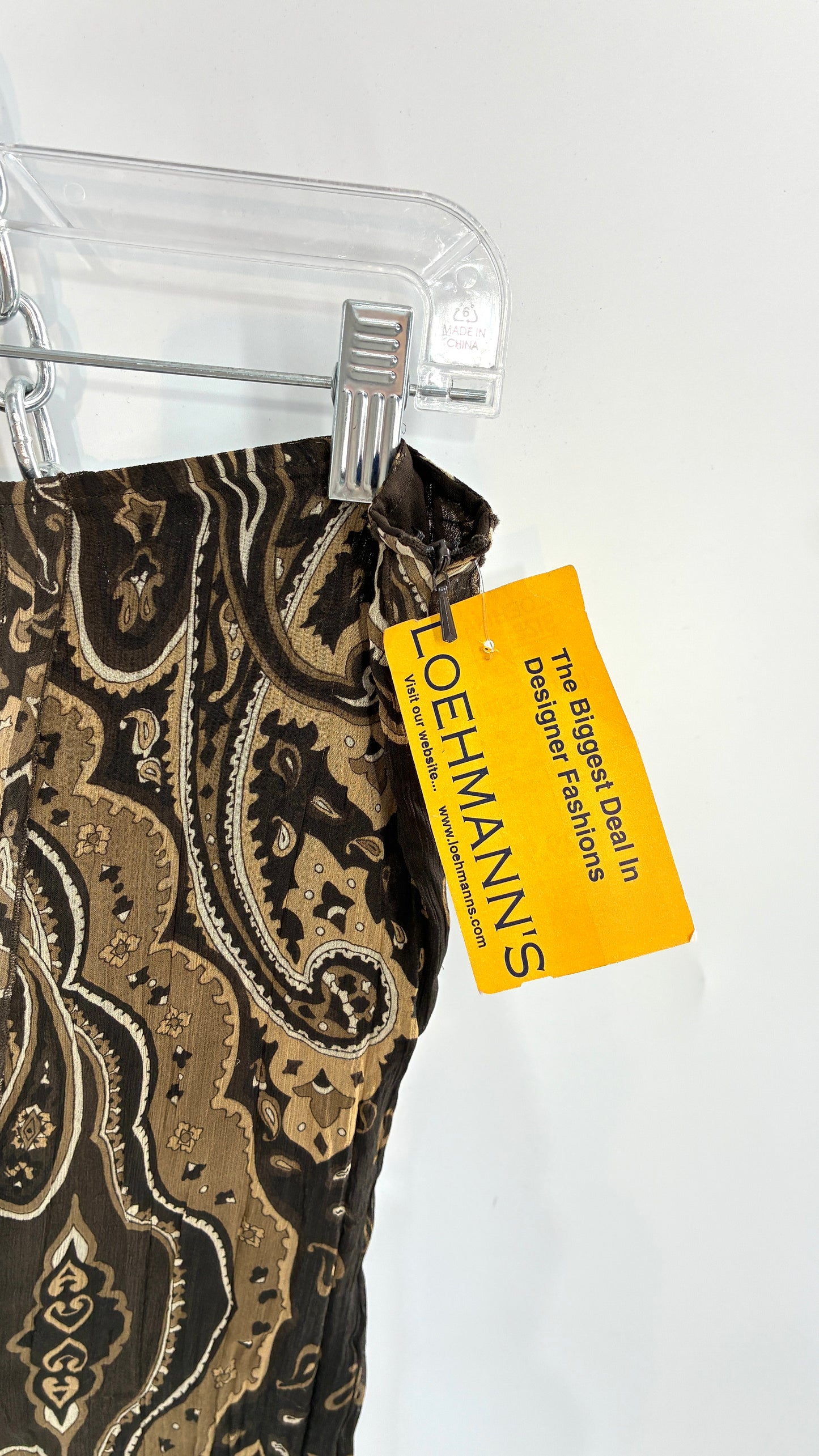 Deadstock Vintage AUGUST SILK Crimped Neutrals Paisley Skirt (12)