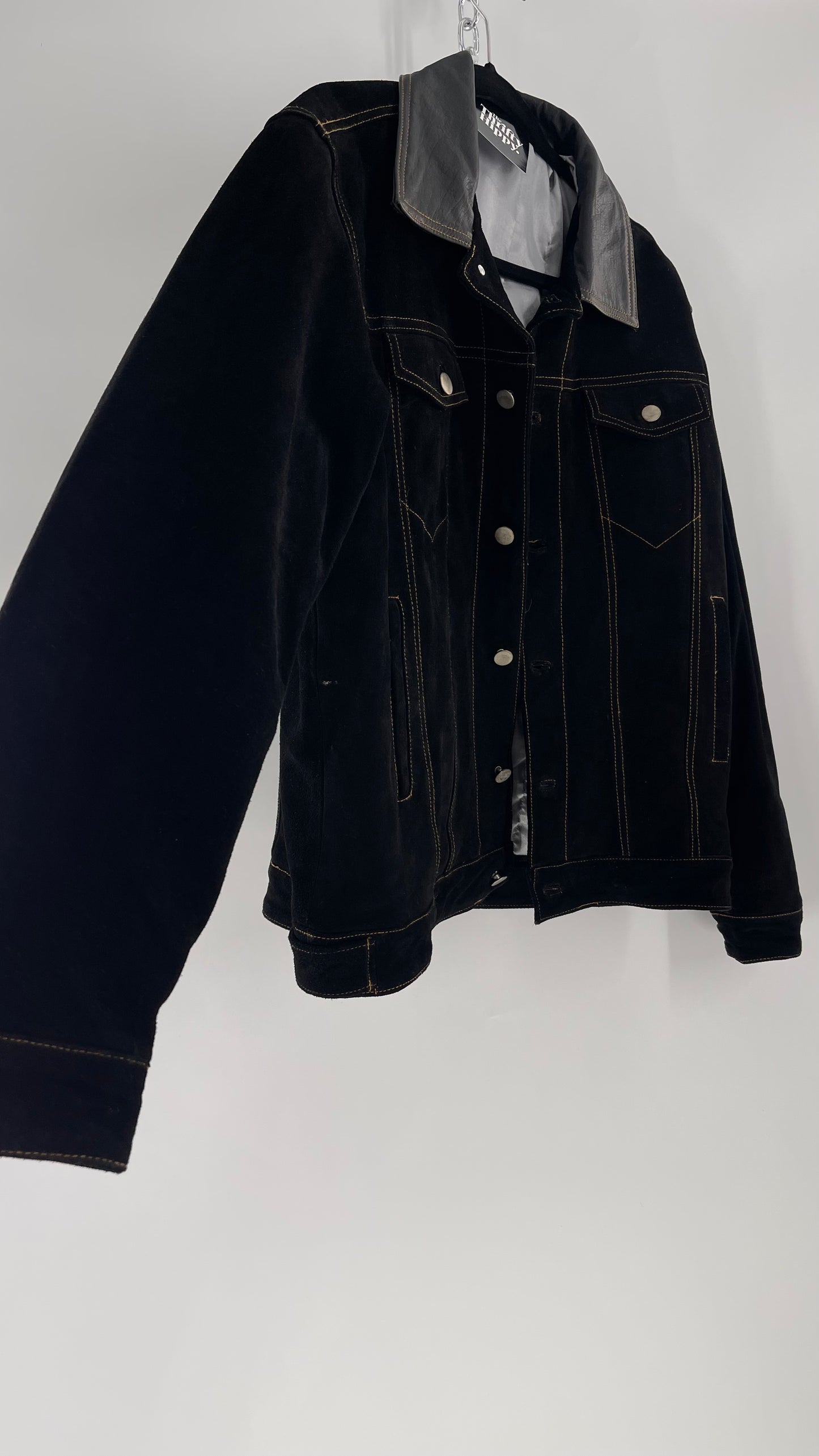 Vintage Extreme Black Suede Heavy Duty Cinematic Jacket (Medium)