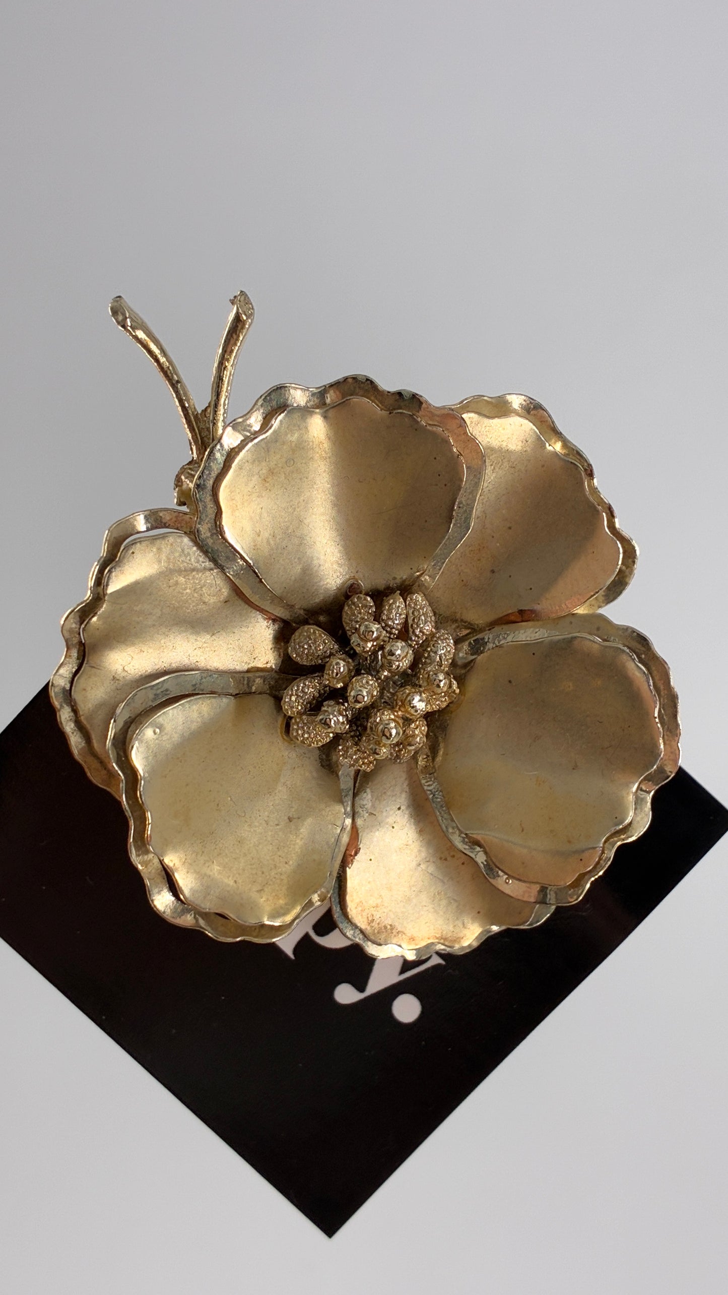 Vintage Oversized Gold Floral Brooch Pin