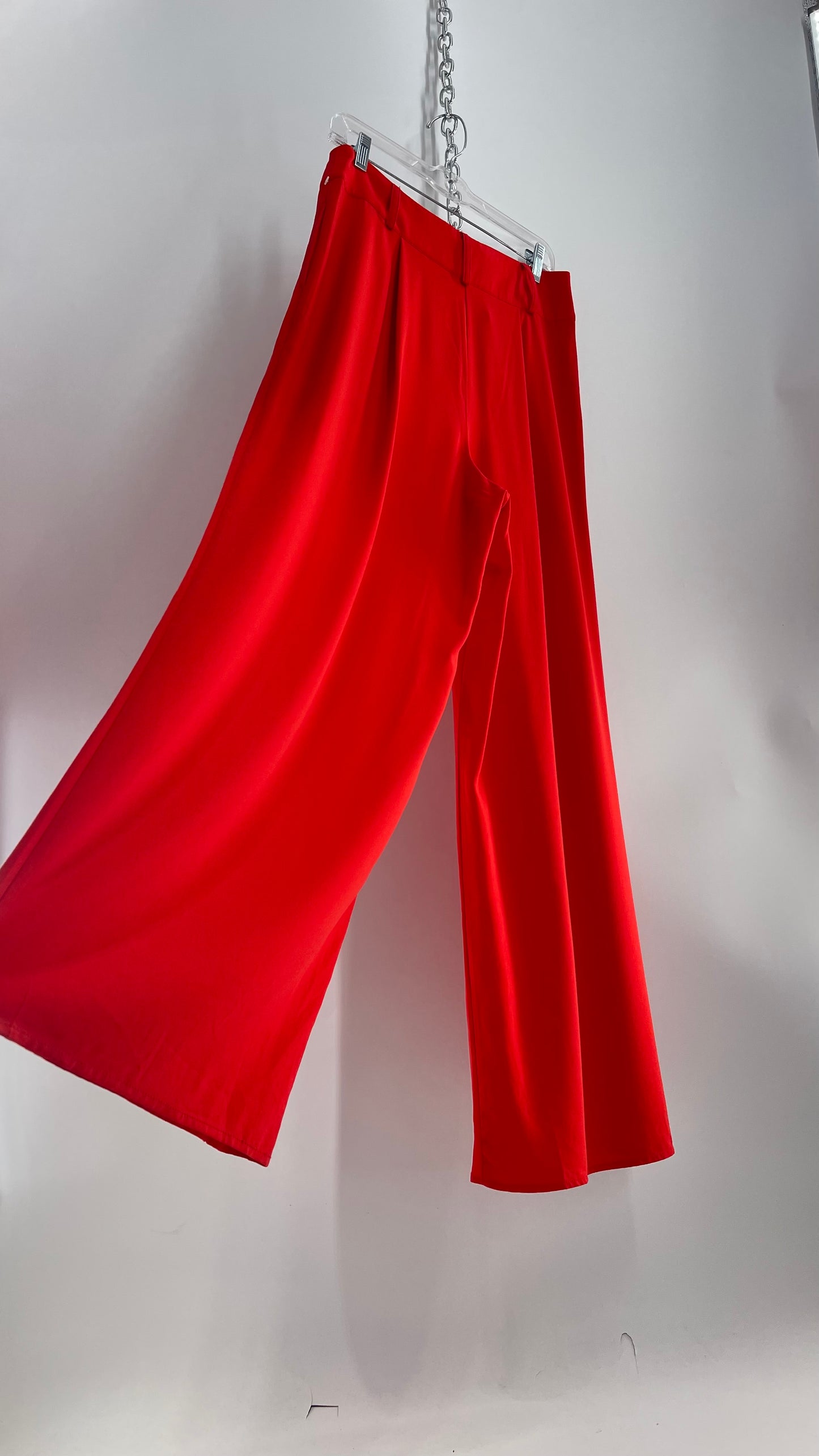 Flying Tomato Red Pleated Palazzo Wide Leg Trouser with Tags Attached (Large)