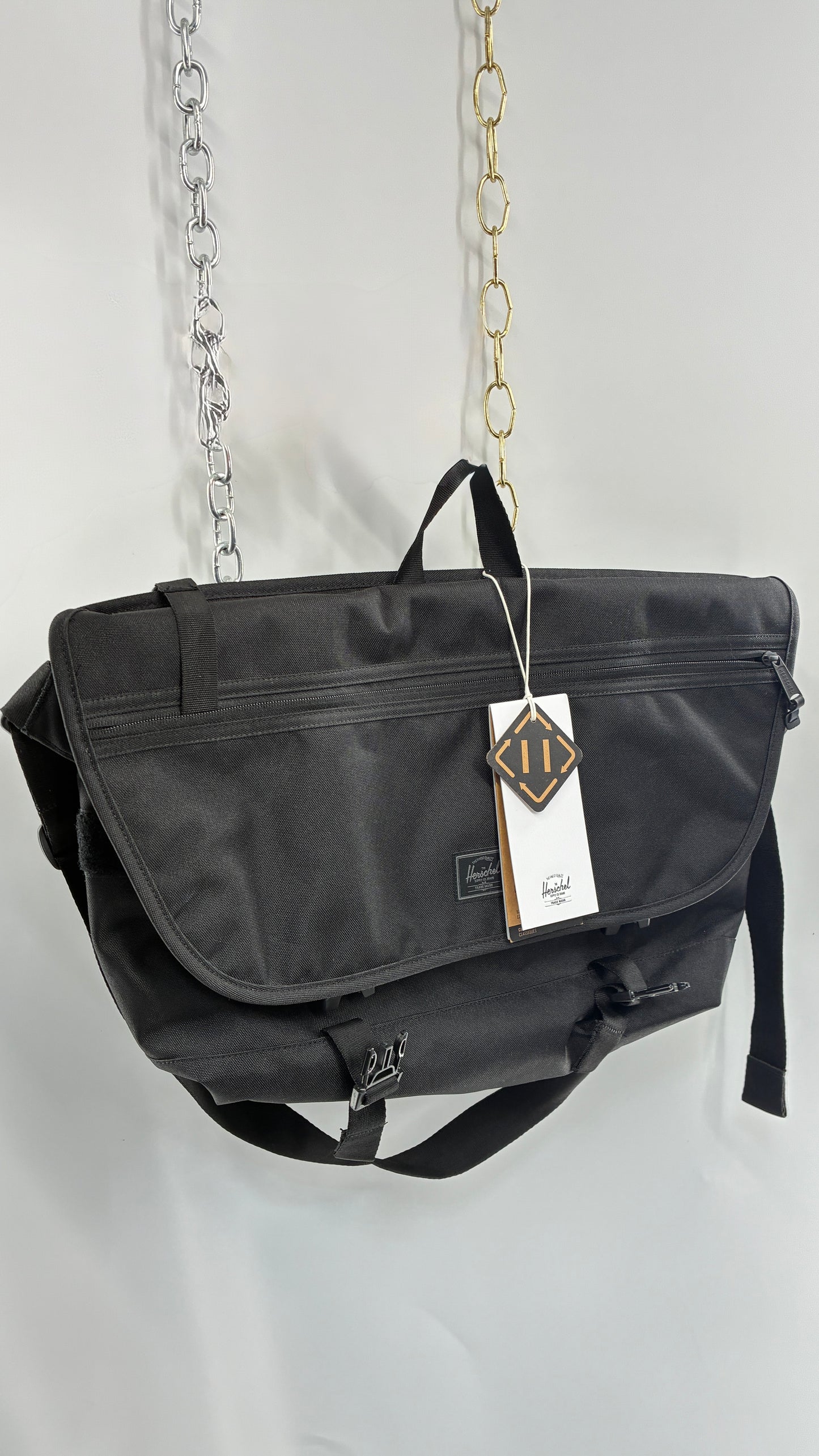 Vintage HERSCHEL Cove Black Laptop Briefcase Bag with Tags