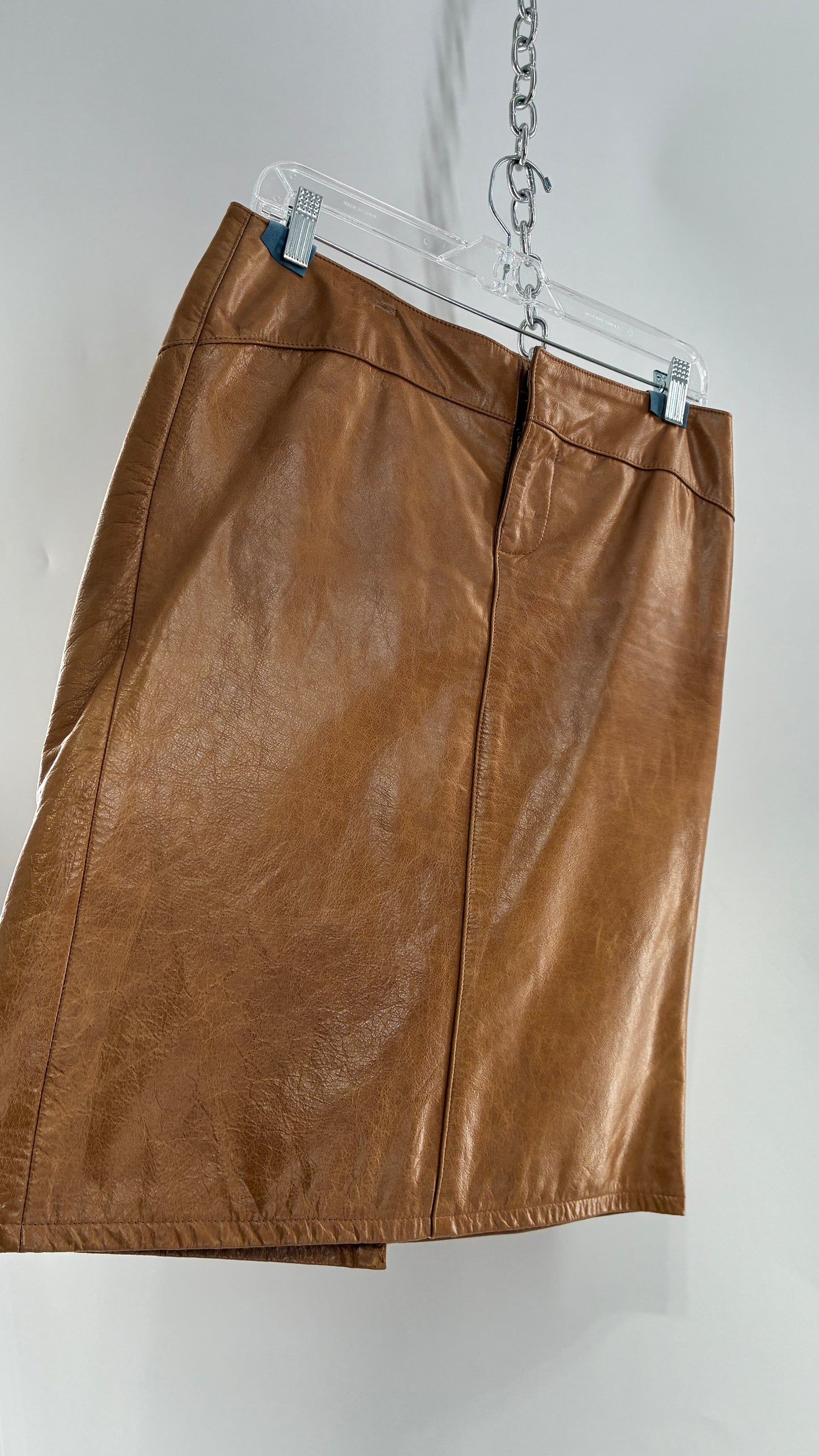 Vintage GAP Camel Leather Hip Skirt with Hip Detail (6)