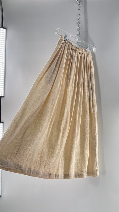 Vintage 1970s SANGAM Imports 100% Cotton White Maxi Skirt Made in India (Medium)