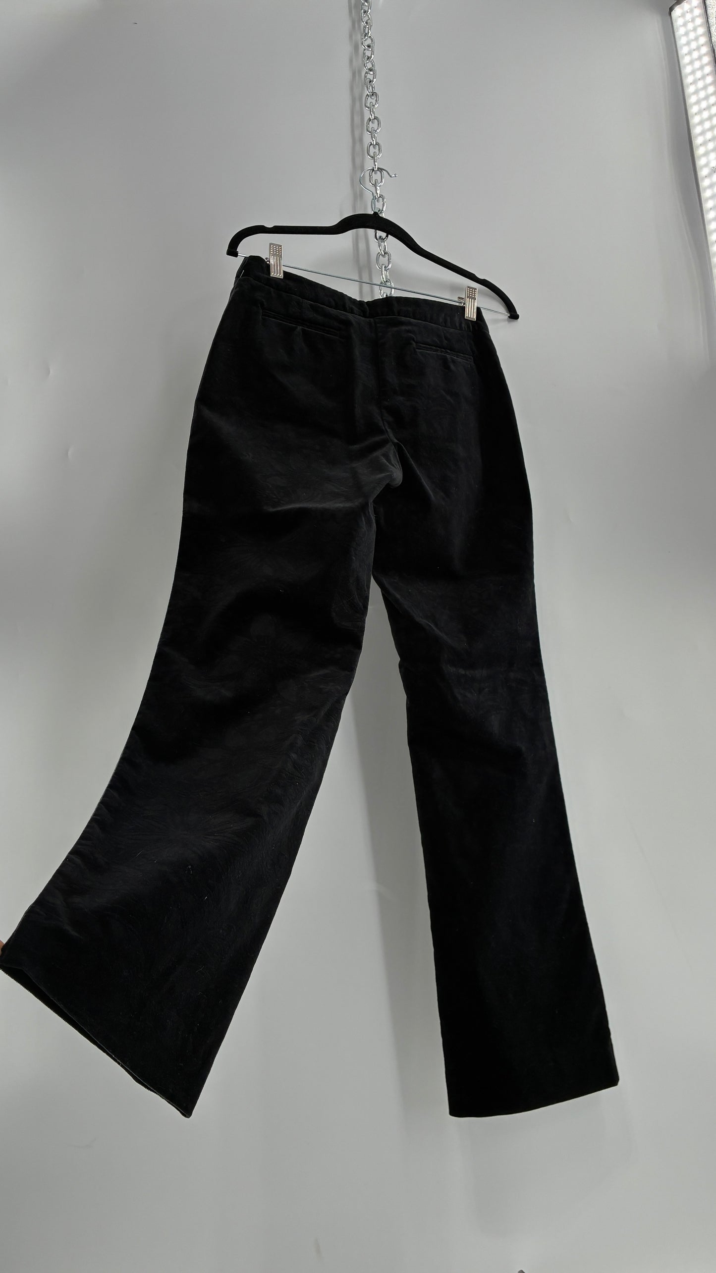 Deadstock Vintage 2000s Lilly Pulitzer Black Velvet Embossed Floral, Side Closure Pants (4)