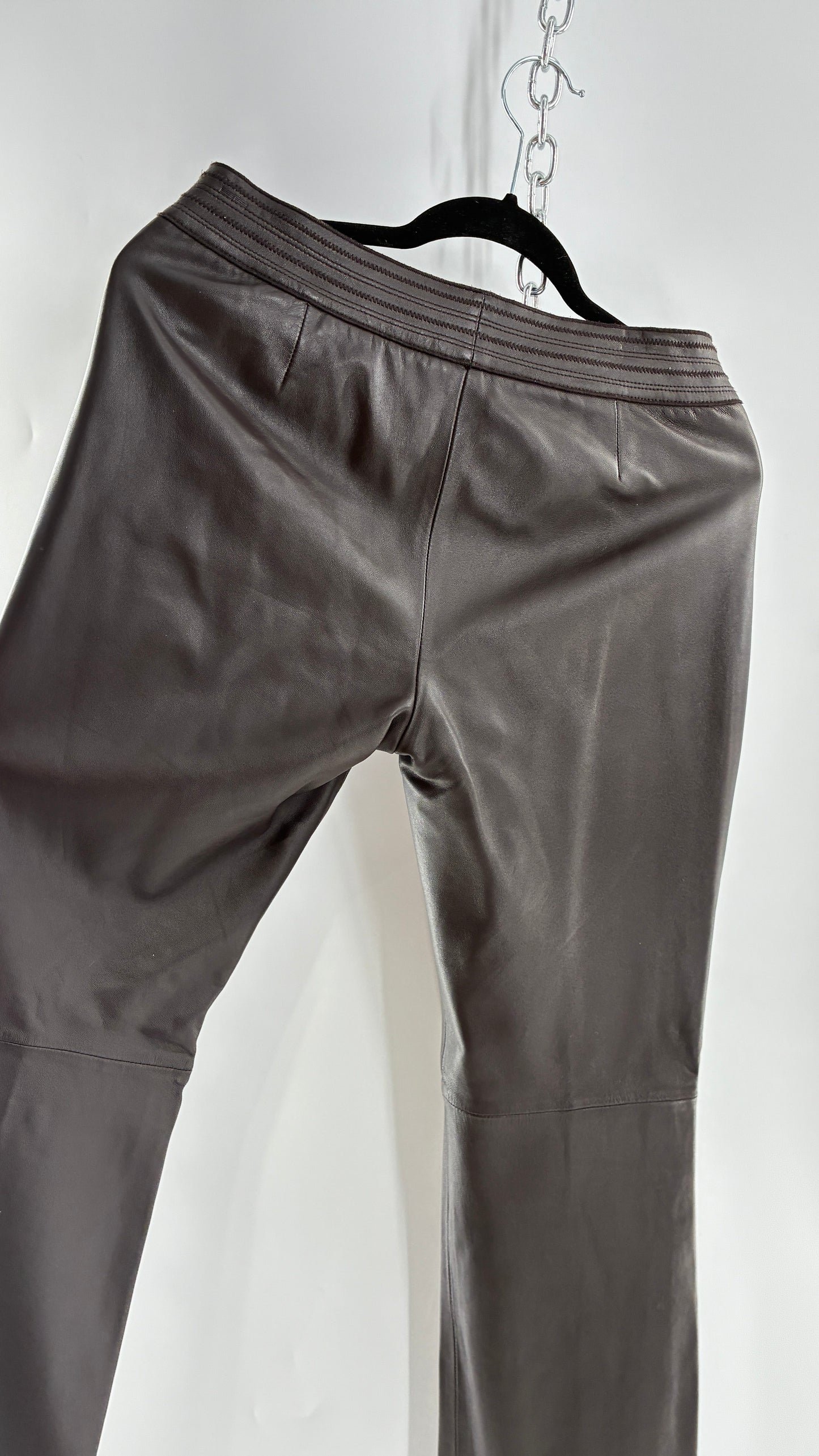 Vintage ETCETERA Deep Brown Low Waisted Embroidered, Side Closure Pants with Bootcut Hem (4)