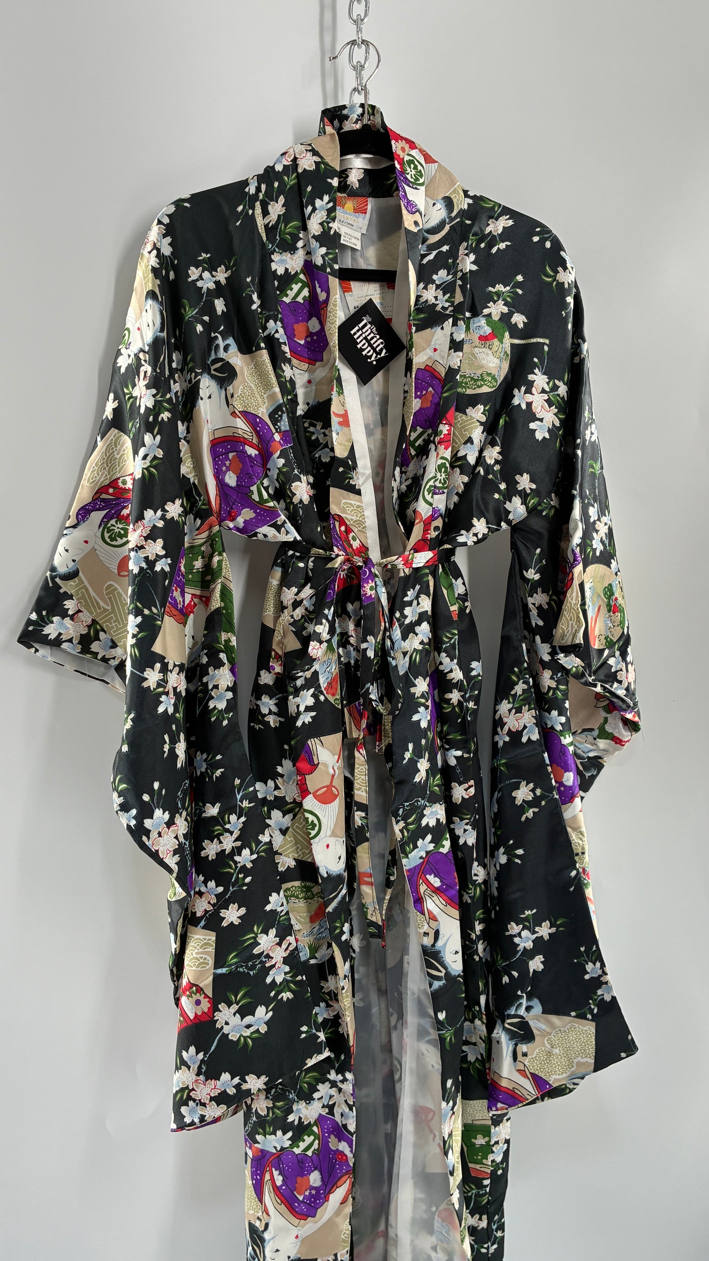 Deadstock Vintage Japanese Style Drape Sleeve Duster Robe/Kimono with Tags Attached (One Size)