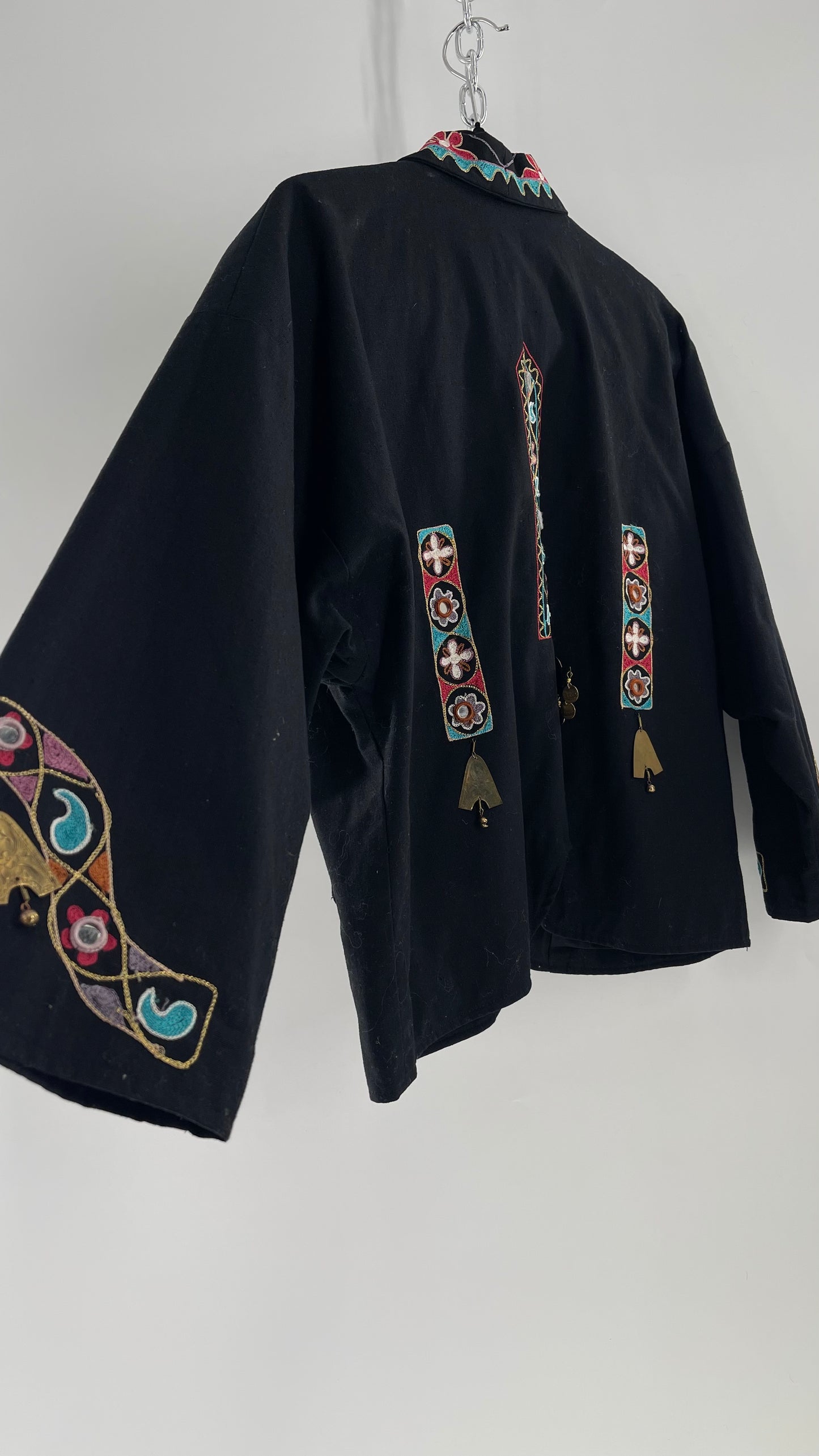 Vintage 1970s RÁFIA STUDIO Western Embroidered Jacket with Bronze Medallions (Medium)