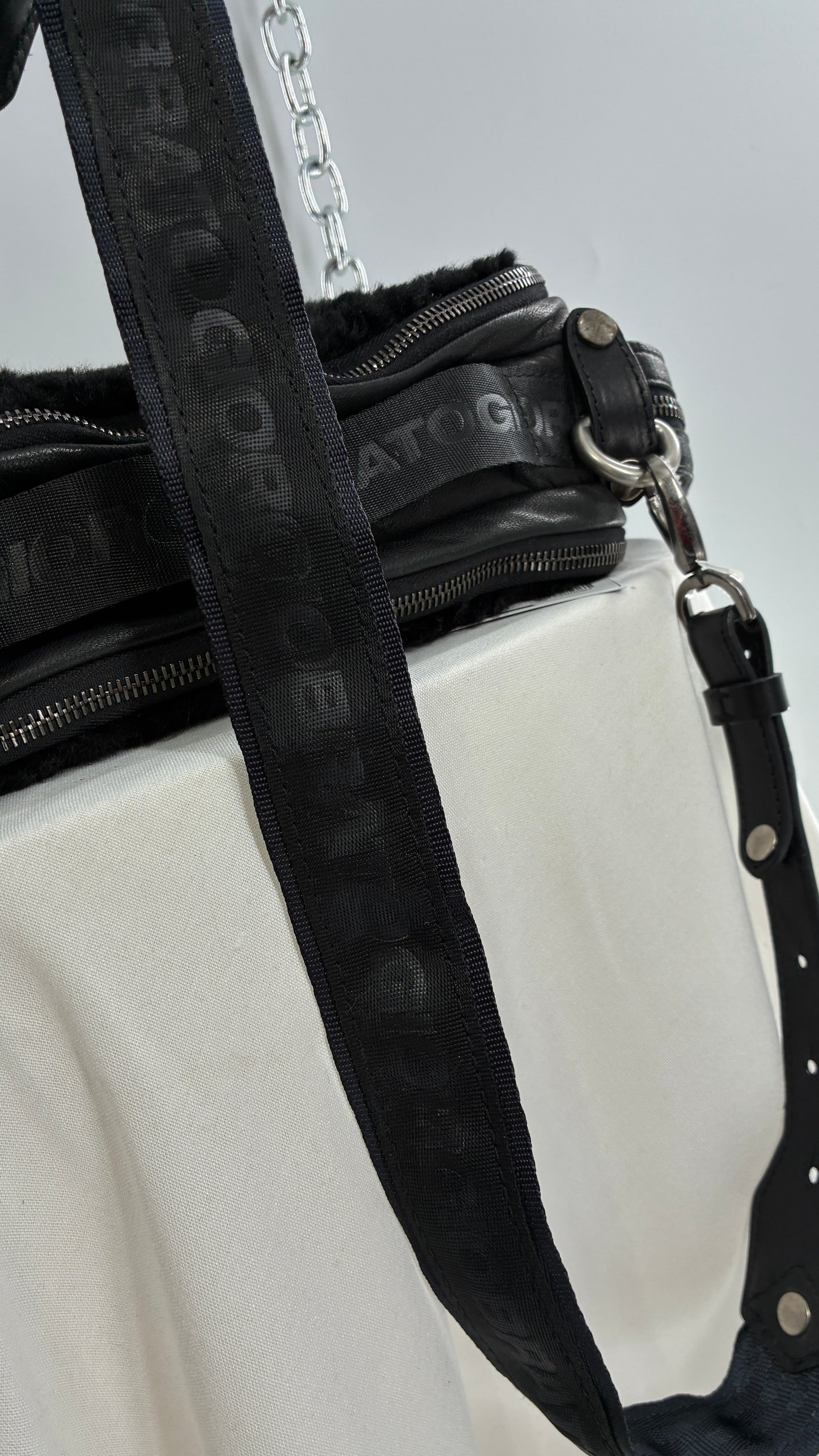 GIORGIO BRATO Black Lamb Leather Convertible Shoulder Bag and Backpack