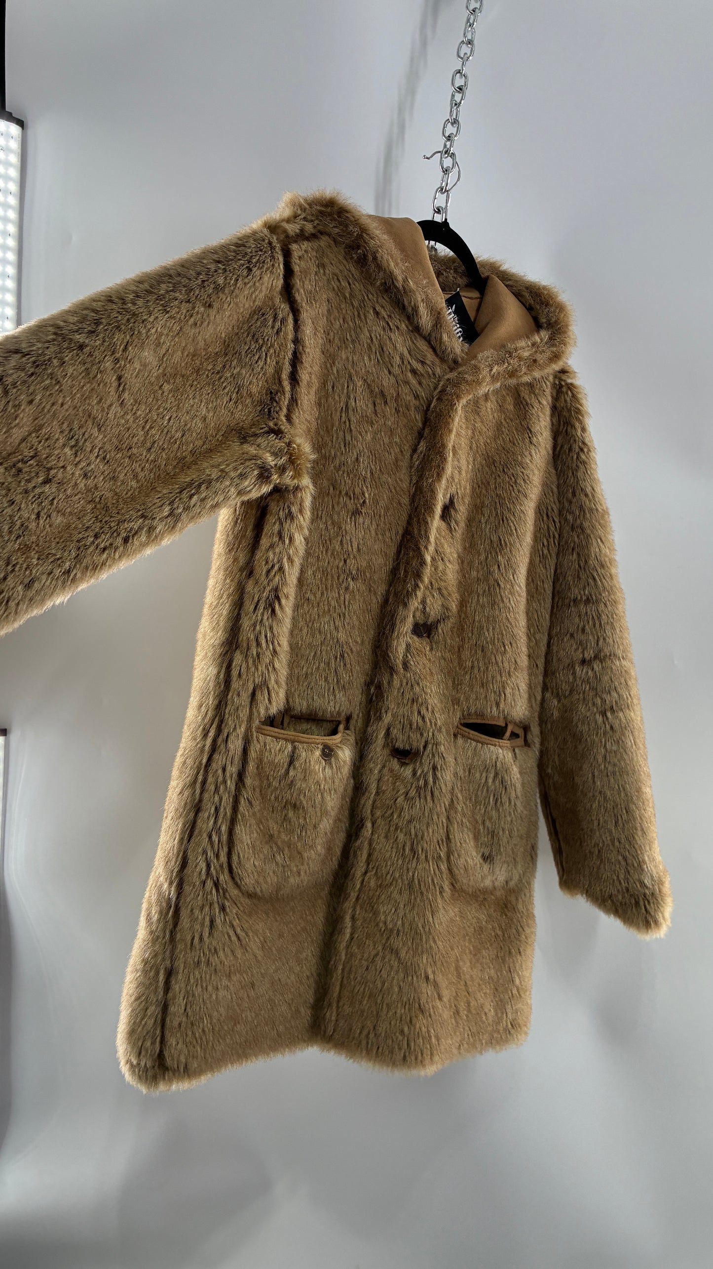 Vintage JONES NEW YORK Reversible Fur and Vegan Suede Coat (Small)