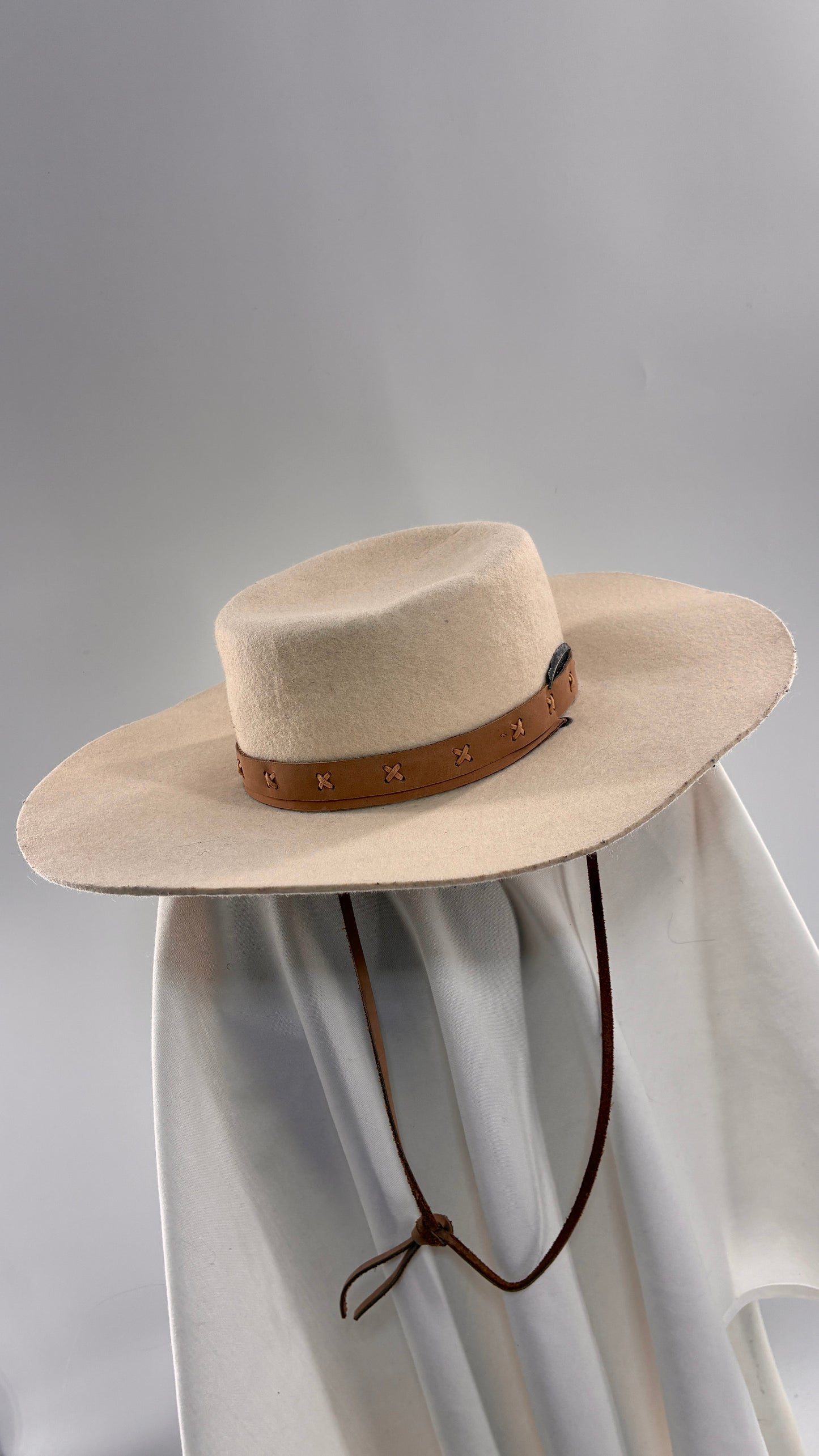 Vintage BRIXTON Off White Wide Brim Hat