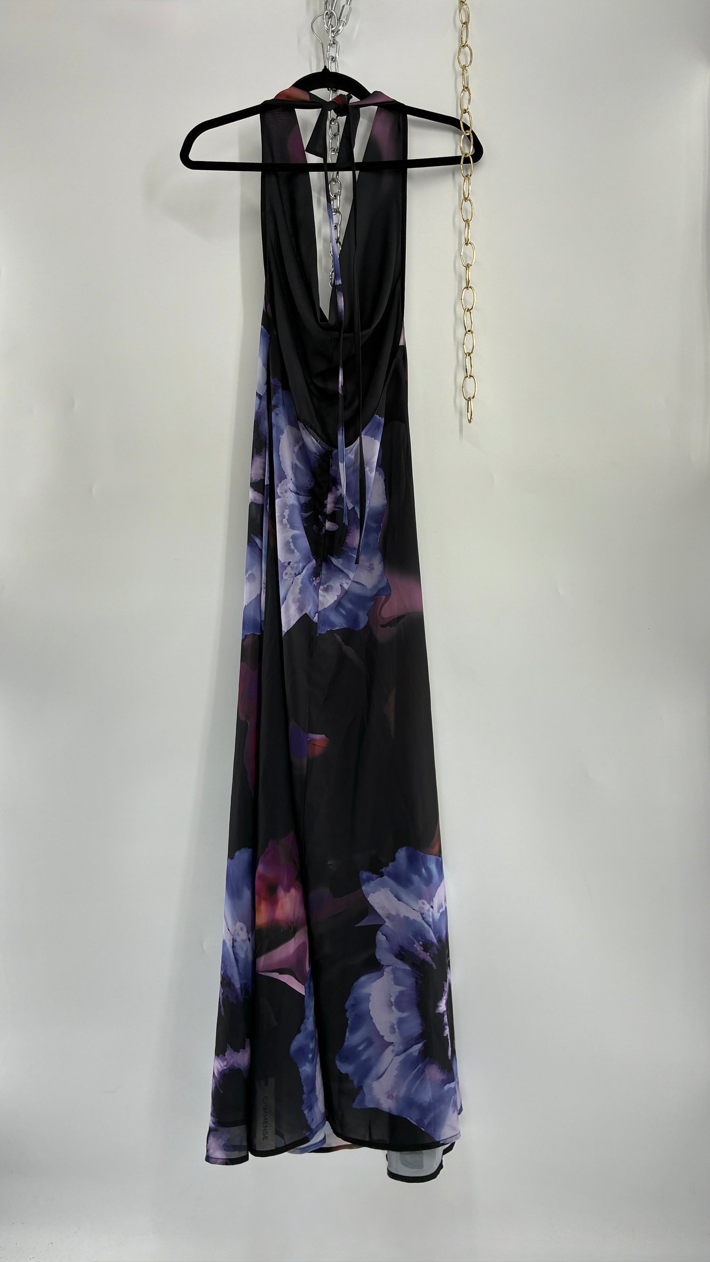 COMMENSE Halter Maxi Dress with Draped, Cowl Neck Design and Tags Attached (Small)