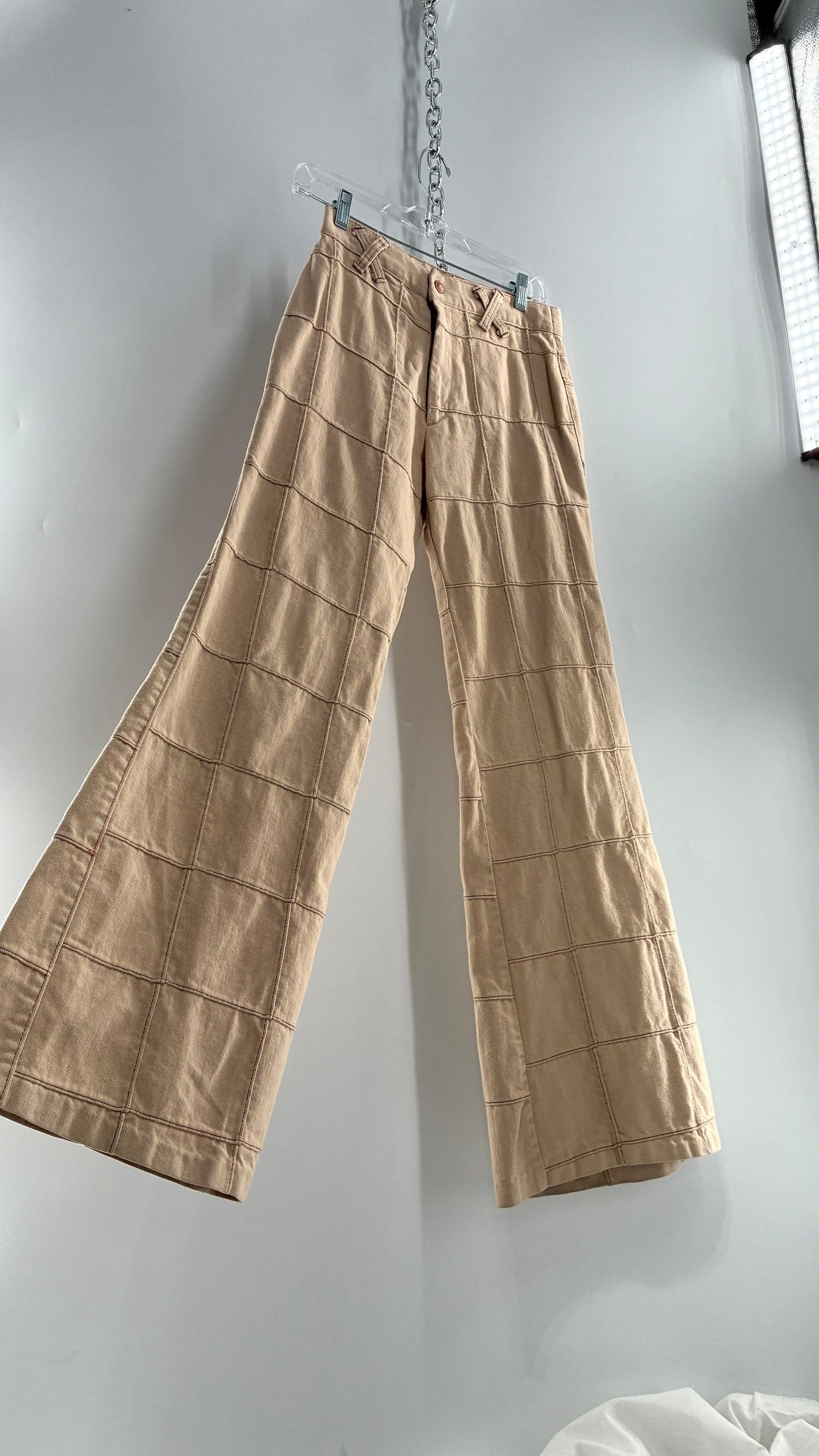Vintage Tan Patchwork Flare with “X” Belt Loops (XS/S)