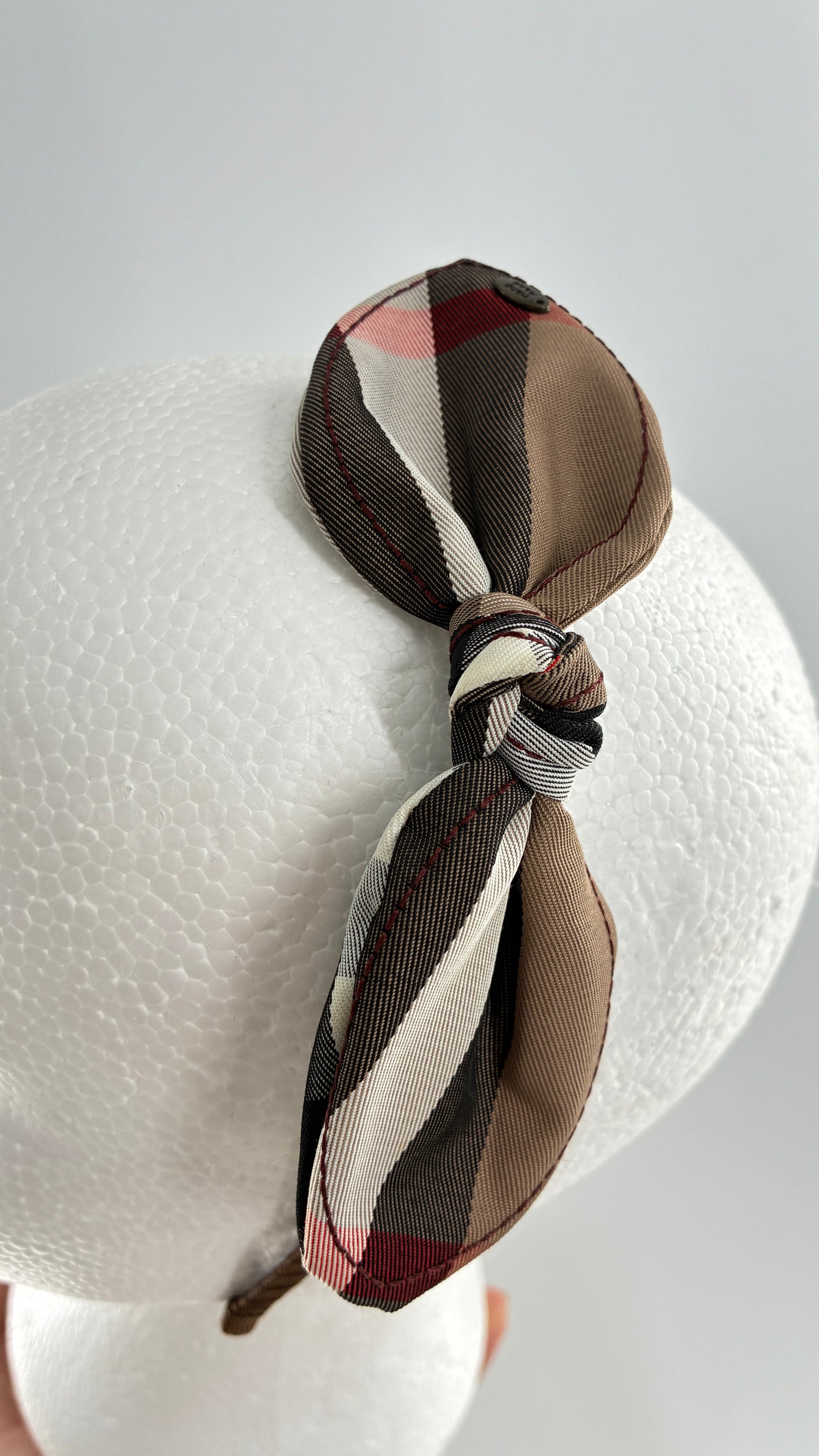Vintage FARMER Handmade Headband with Burberry Bow
