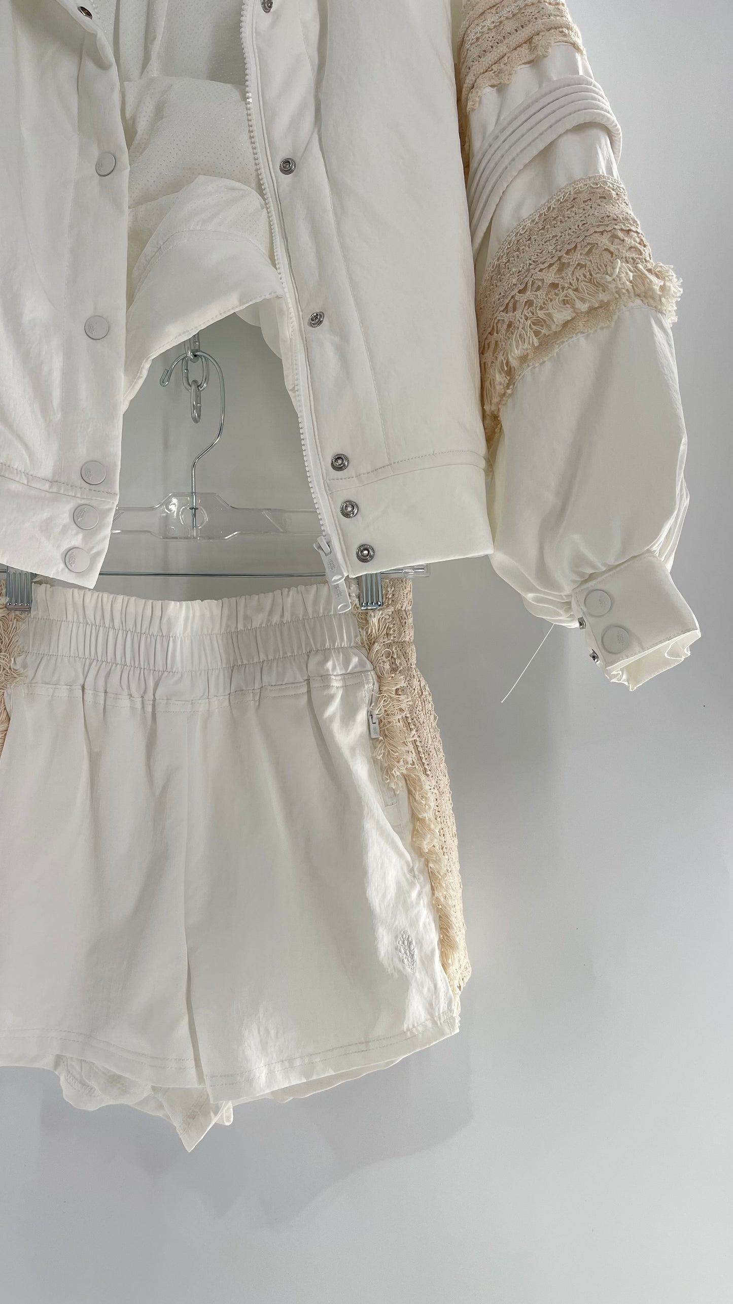 Free People White Solstice Bomber with Matching Shorts (XS)