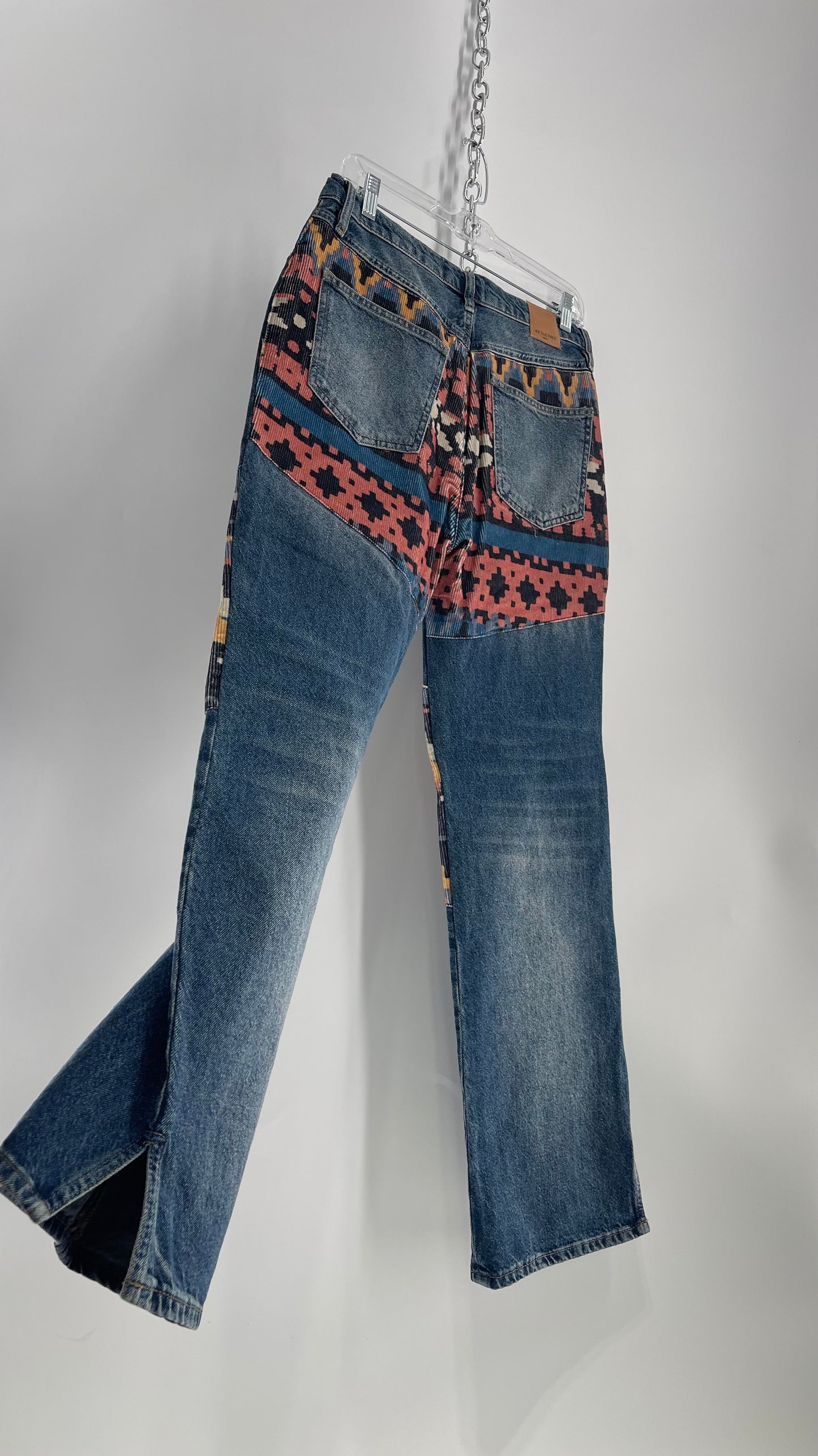 Free People Corduroy Geometric Knee and Bum Patch Jeans (28)