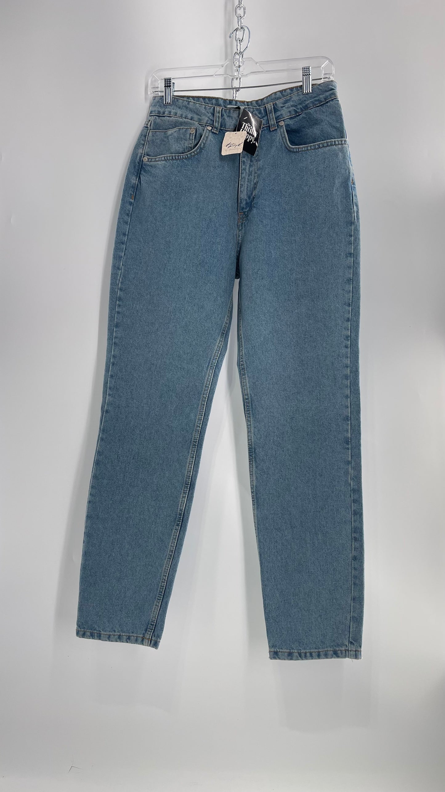 RAGGED PRIEST Free People Light Wash High Waisted Mom Jeans with Bum Tear with Tags Attached (30)