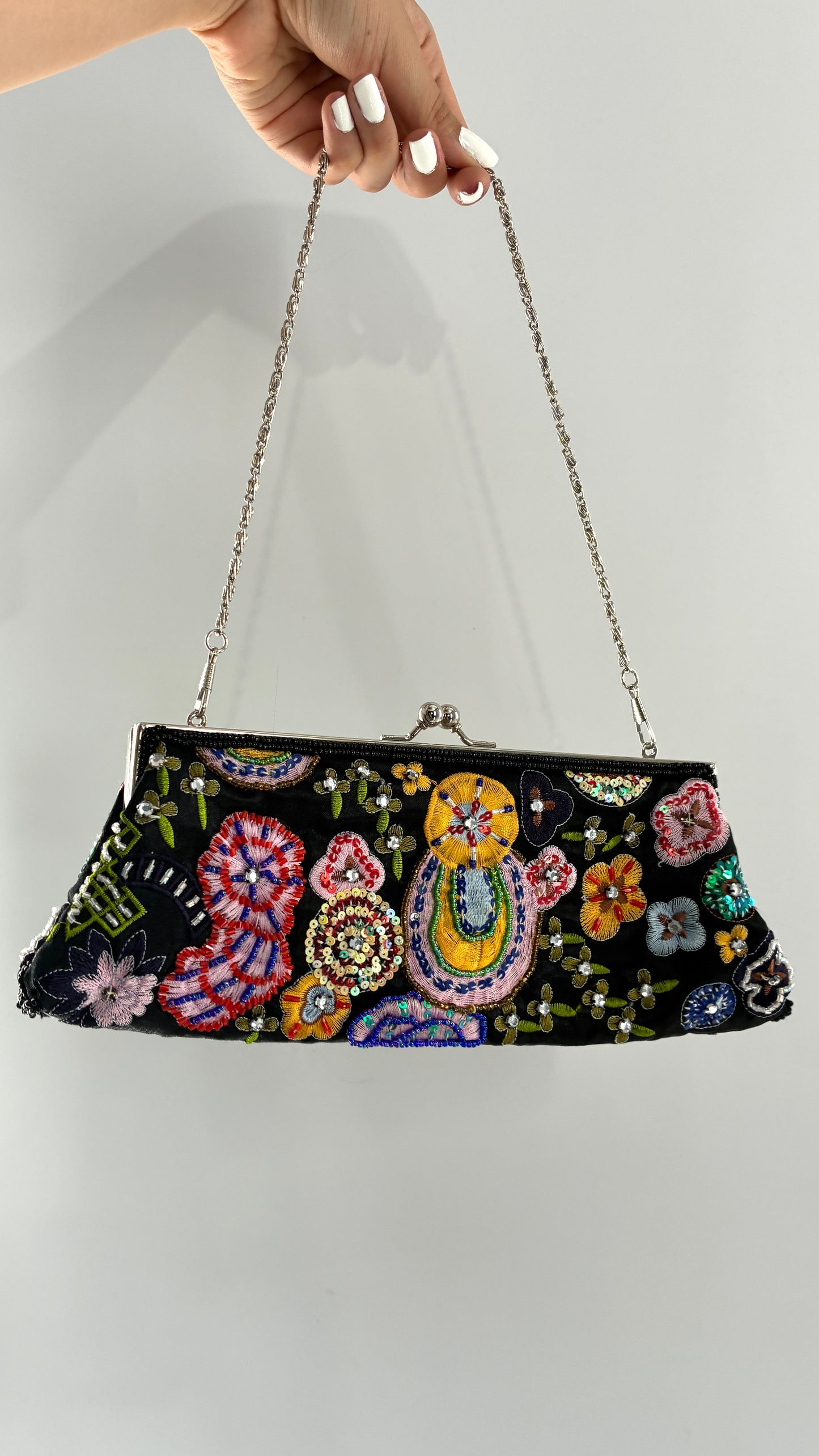 Vintage 1990s New York & Company Black Beaded Bag