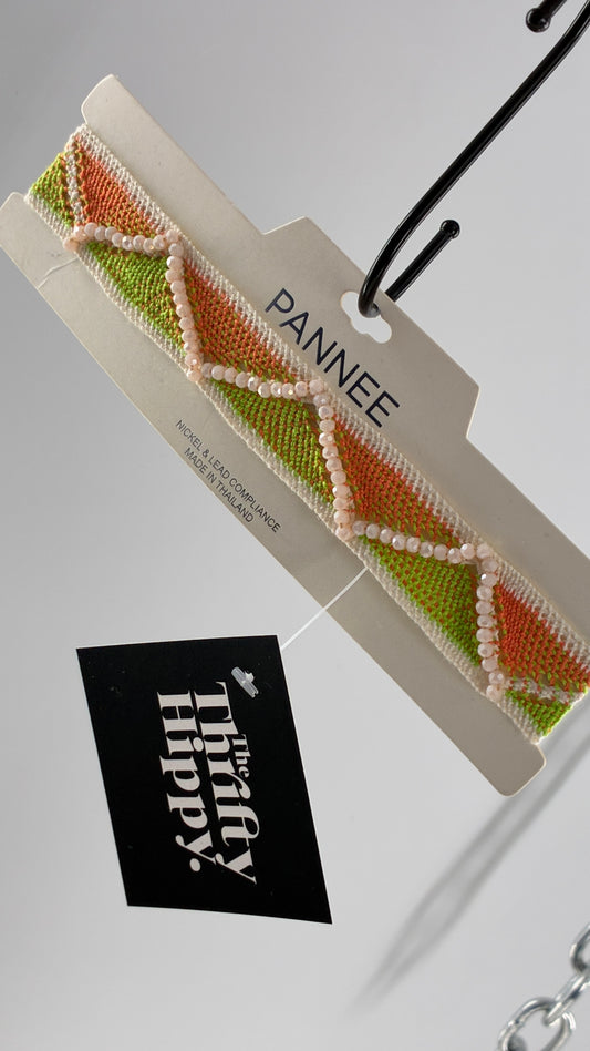 Vintage PANNEE Green Orange Beaded Choker