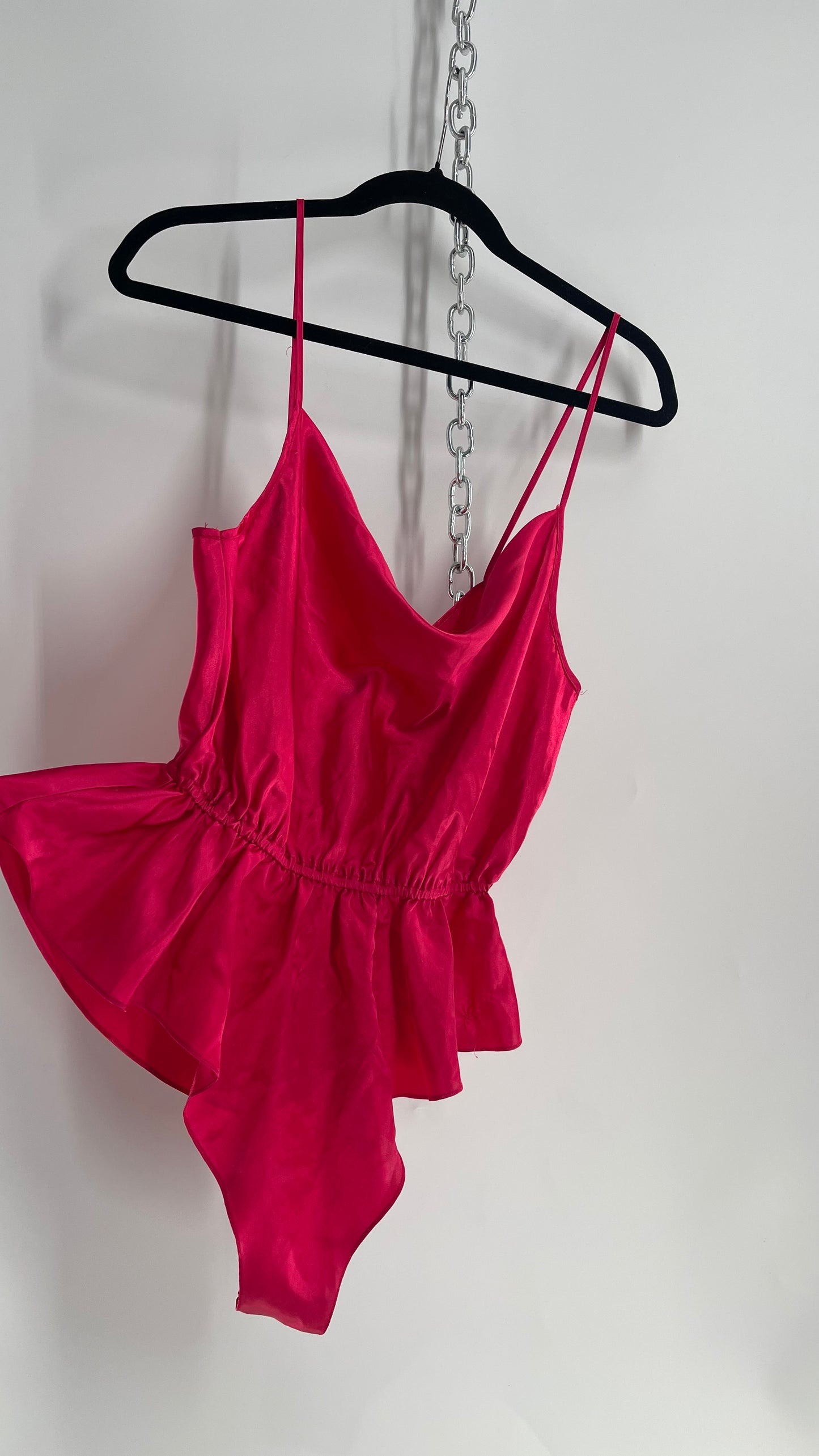 Vintage Bloomers Hot Pink Silky Bodysuit (Large)