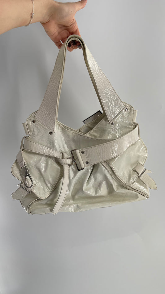 Vintage 1990s White Buckle Bag