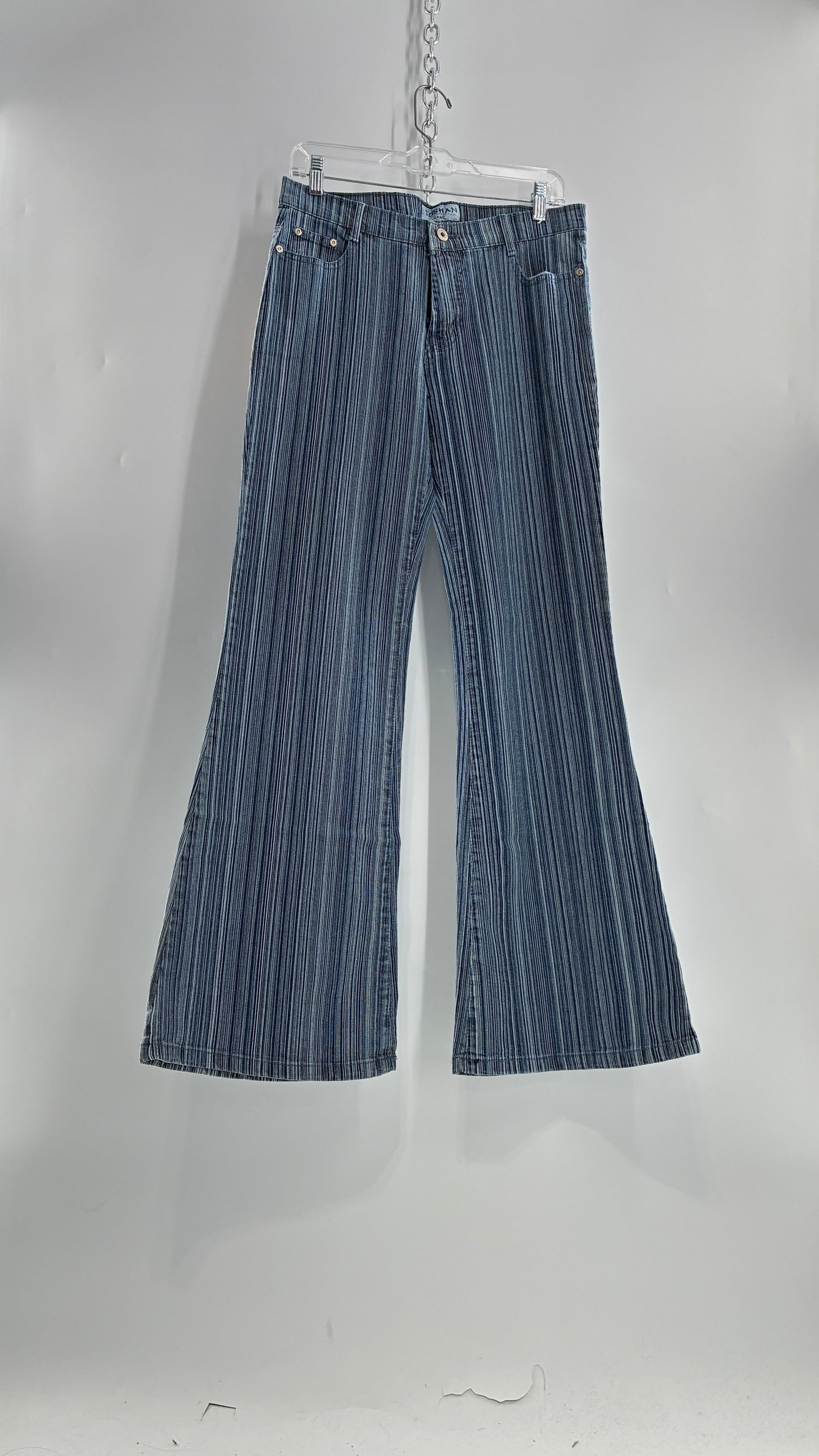 Deadstock Vintage SUSHAN Striped Denim Kickflares (XL)