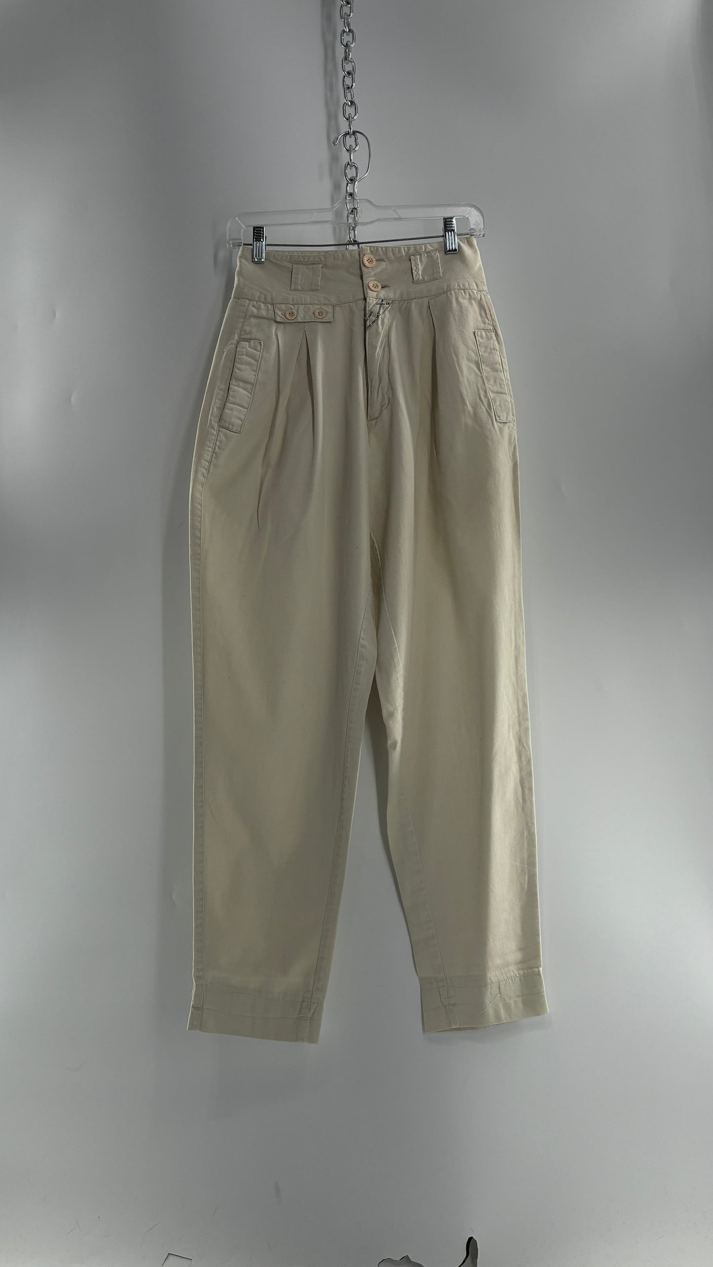 Vintage 1980s JORDACHE Off White High Waisted Pleated Waist Trouser Pant (9/10)