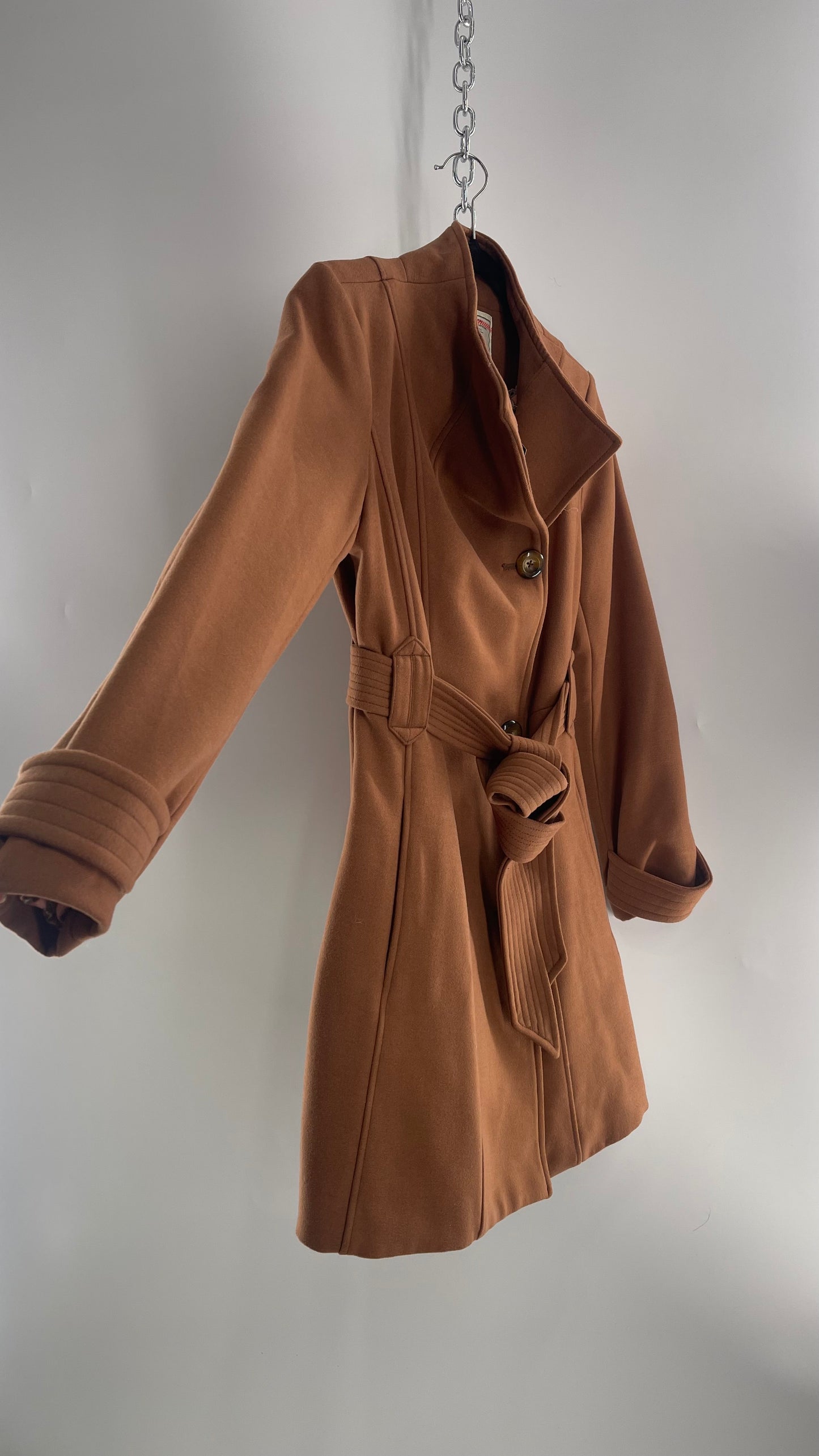 Anthropologie Cartonnier Rust/Brown Trench Coat with Satin Paisley Lining (6P)