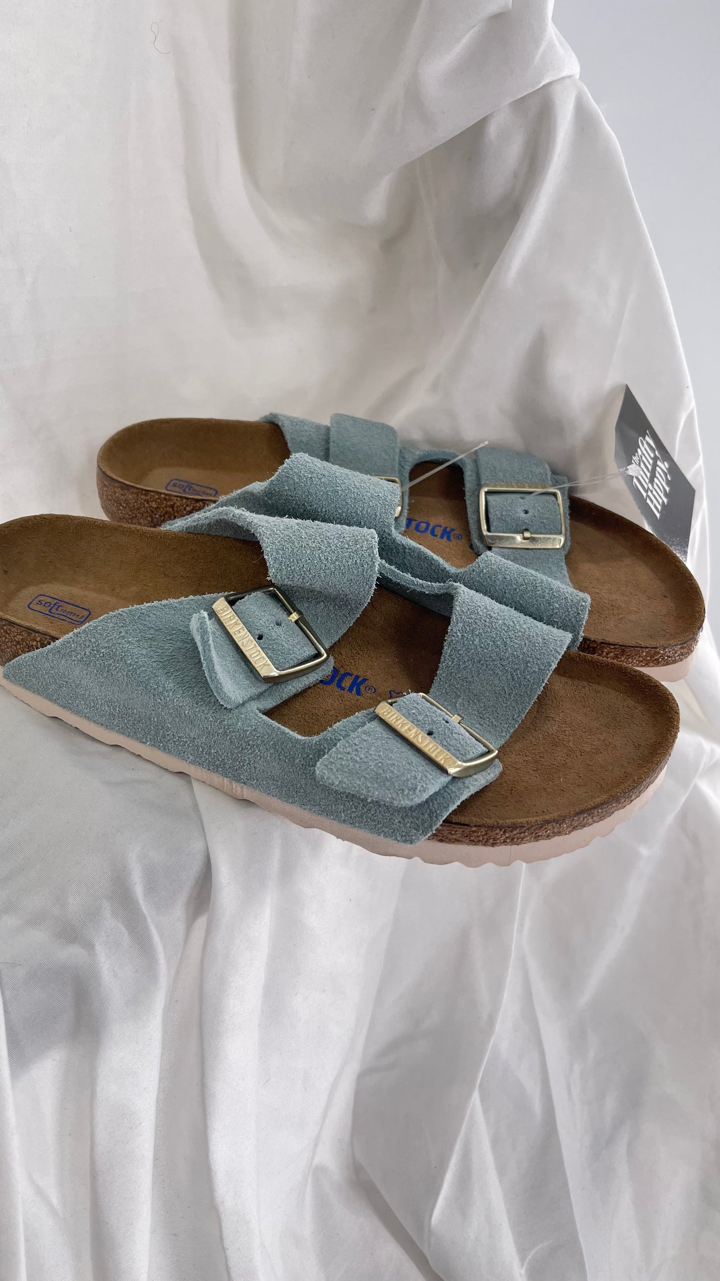 Birkenstock Powder Blue Suede Double Strap Sandal (39/8)