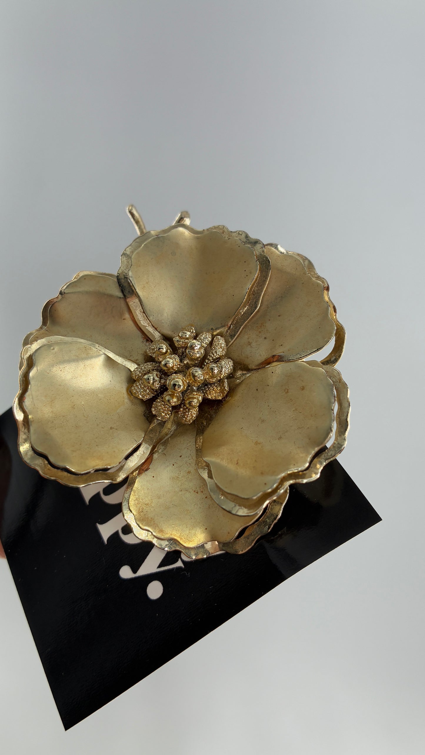 Vintage Oversized Gold Floral Brooch Pin