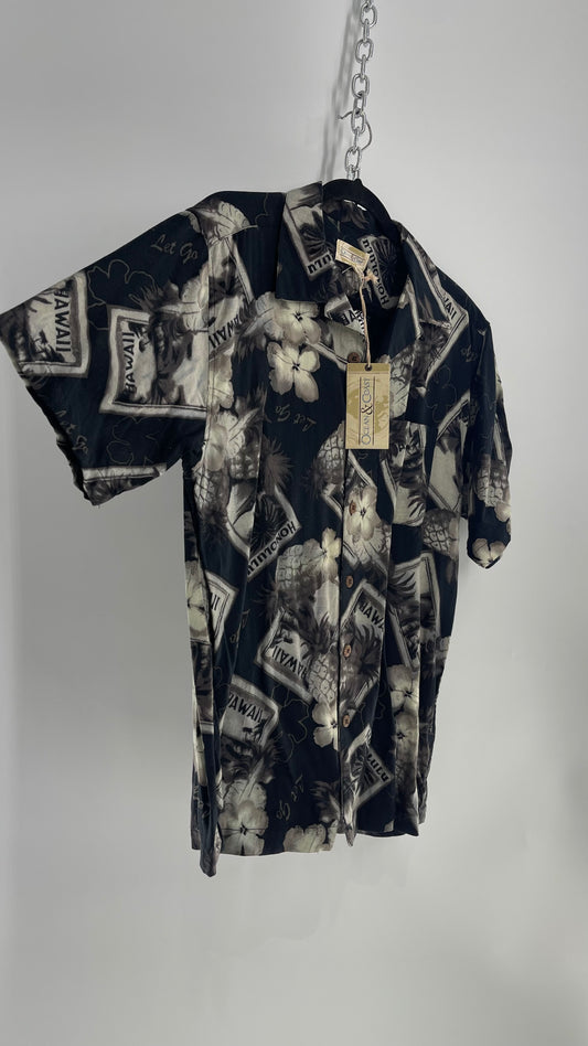 Vintage Ocean & Coast Black and White Cinematic Men’s Button Up with Tags Attached (Medium)