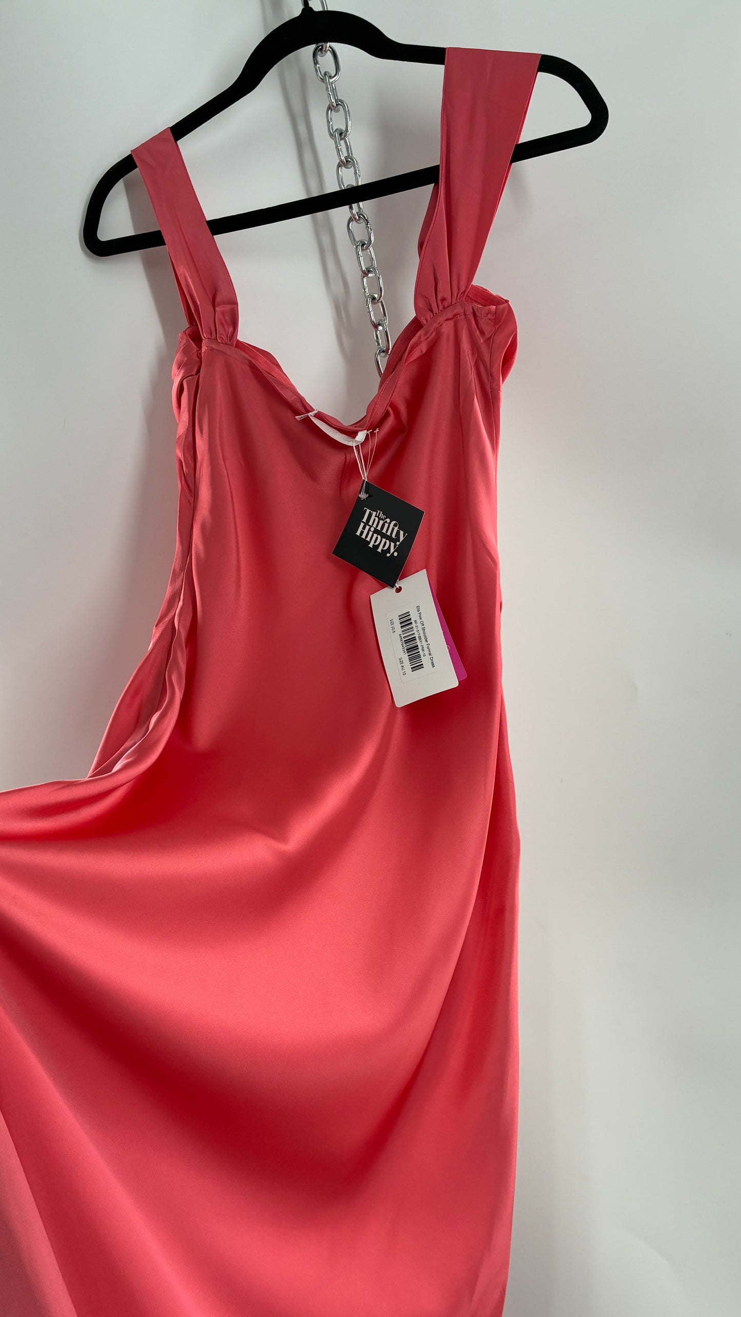 BEGINNINGS Coral Pink Gown with Draped Bust and Tags Attached  (6)