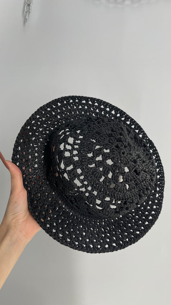 Anthropologie Peter Grimm Black Straw Sun Hat