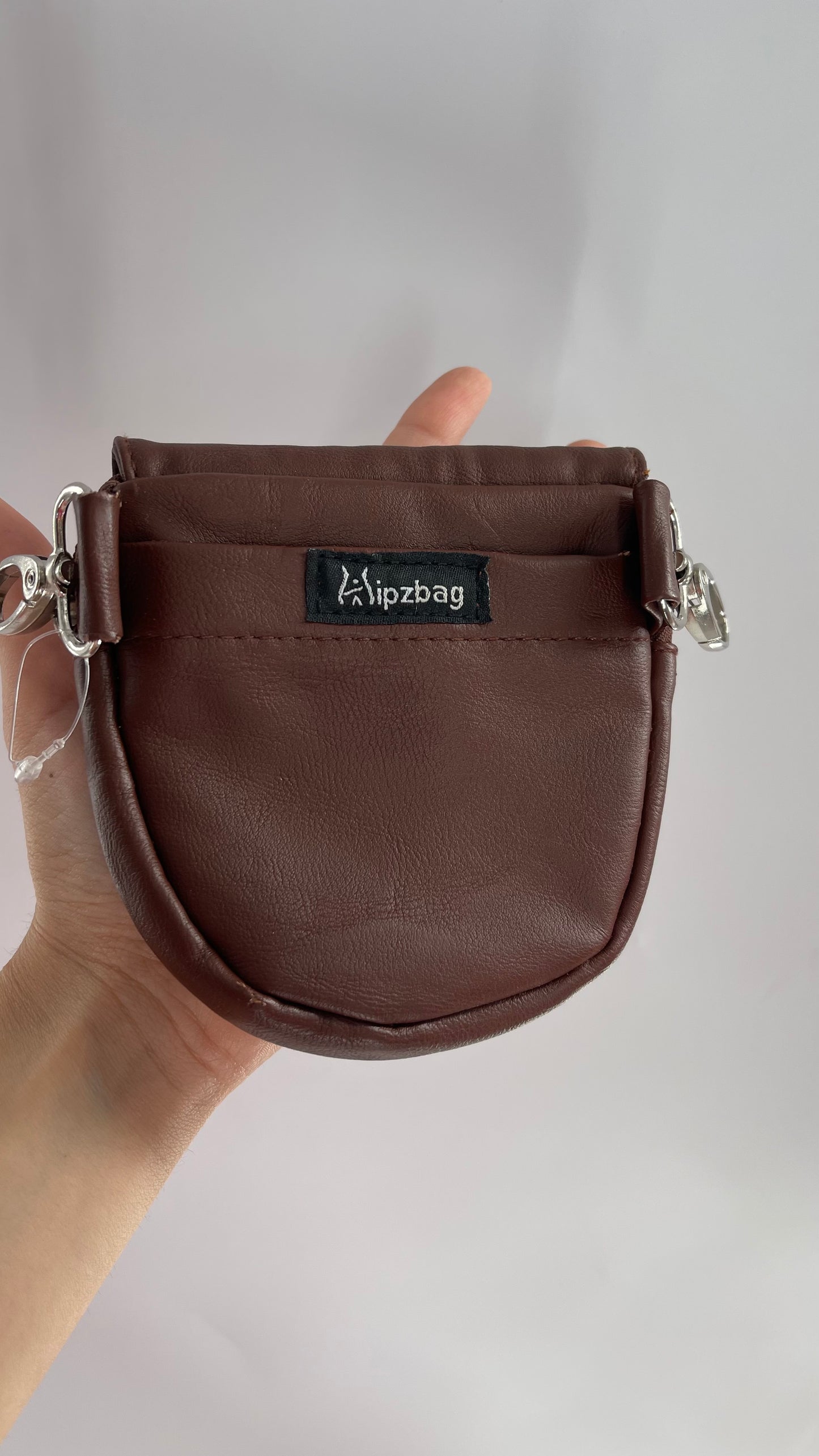 HIPSHIFT Brown Vegan Leather Hip Pouch Fastens to Belt\Belt Loops